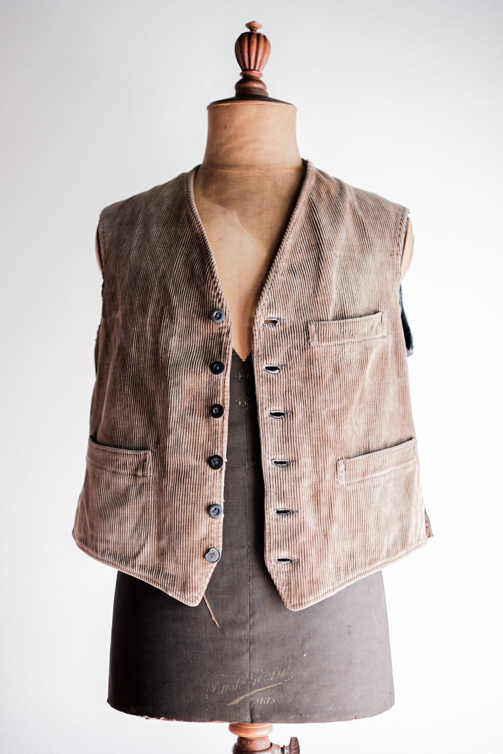 【~50's】French Vintage Brown Corduroy Work Gilet "Le Mont St. Michel"