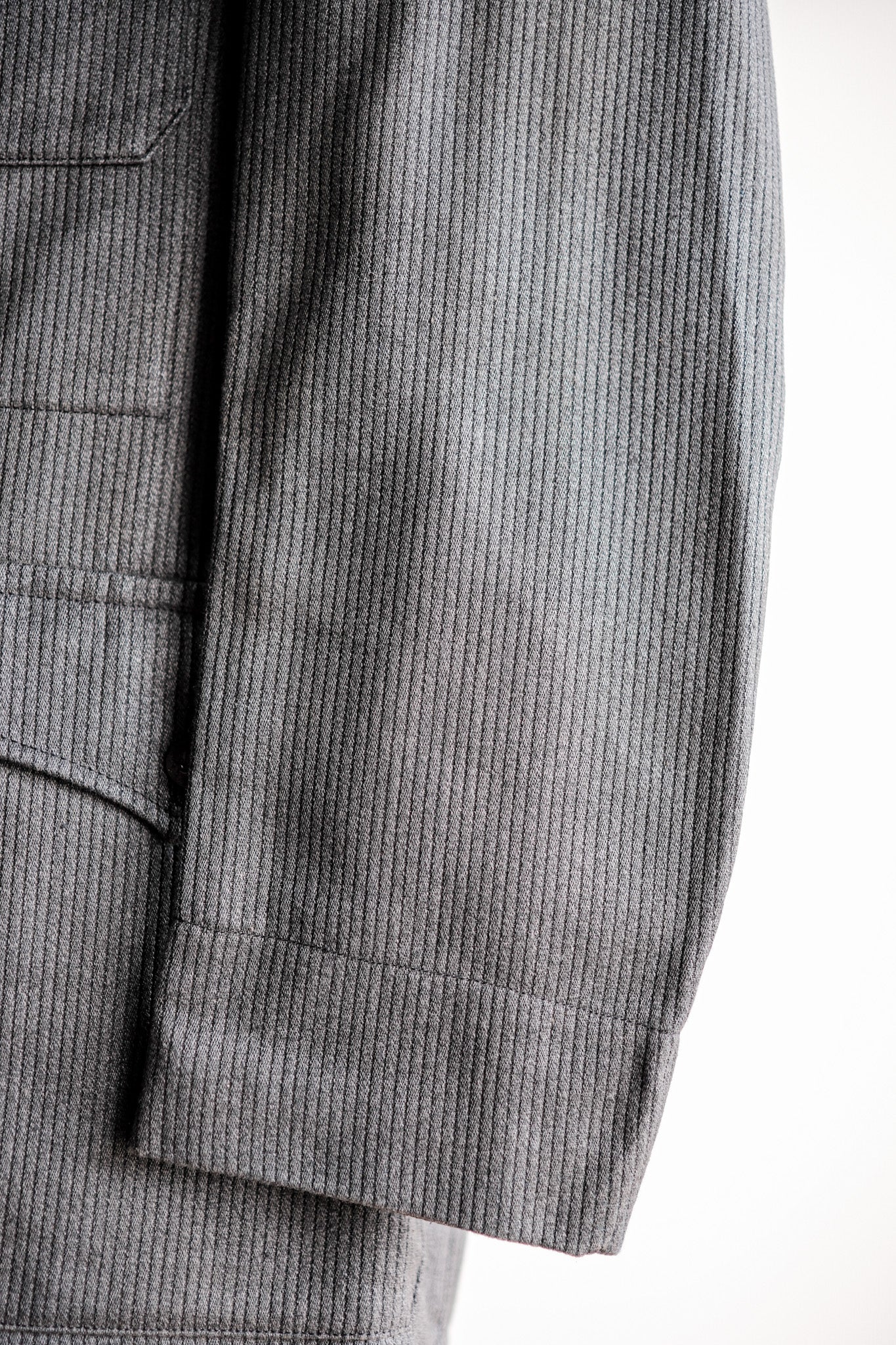 ［~50's］French Vintage Gray Cotton Pique Hunting Jacket With Chin Strap "Dead Stock"