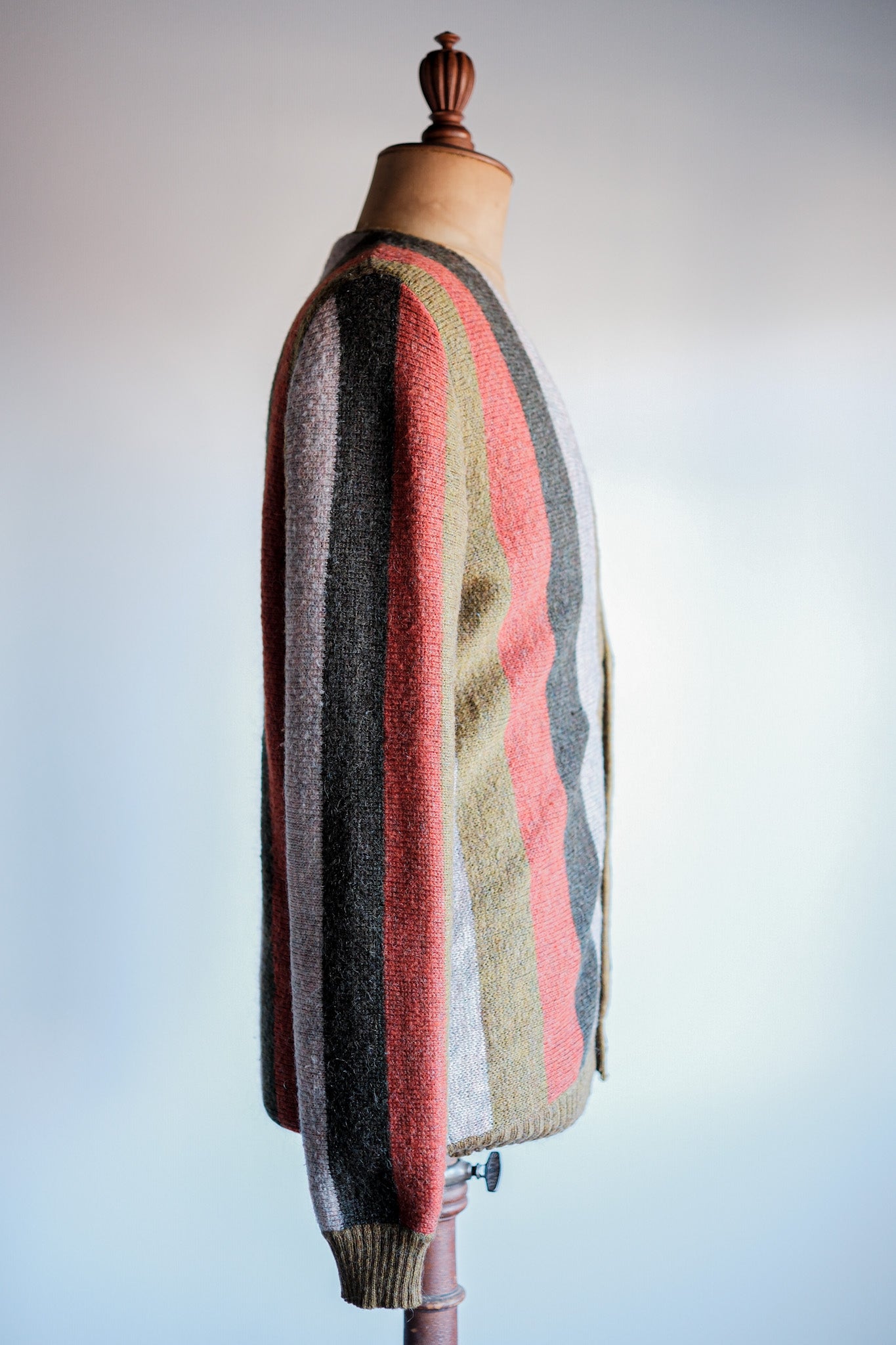 ［~80's］Italian Vintage Wool Mix Multi Striped Cardigan