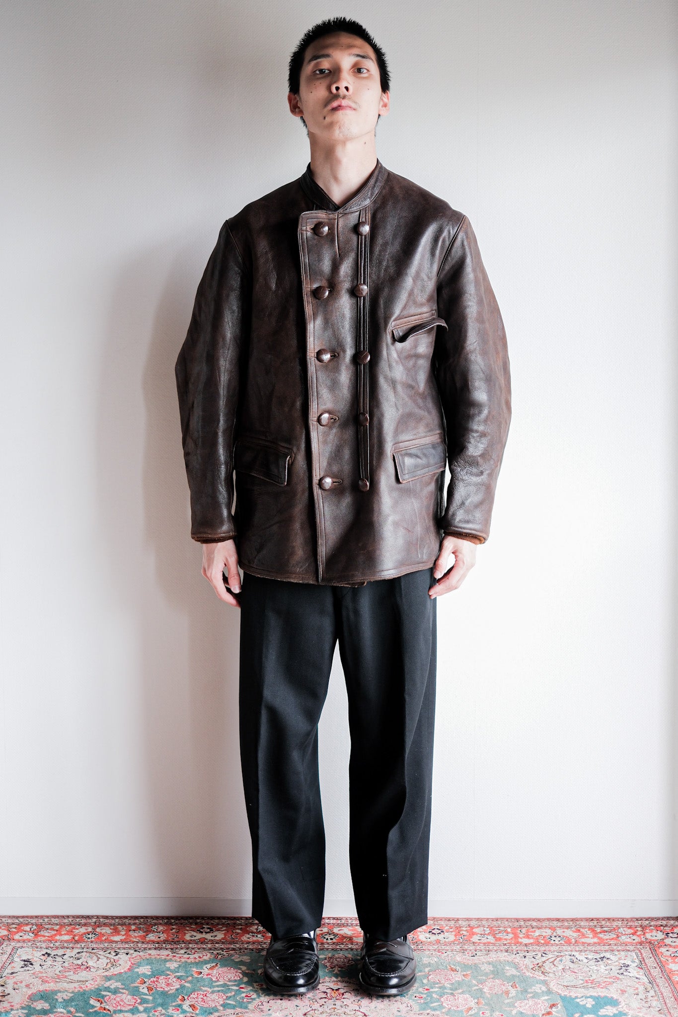 ［~40's］Swedish Vintage Double Breasted Leather Jacket