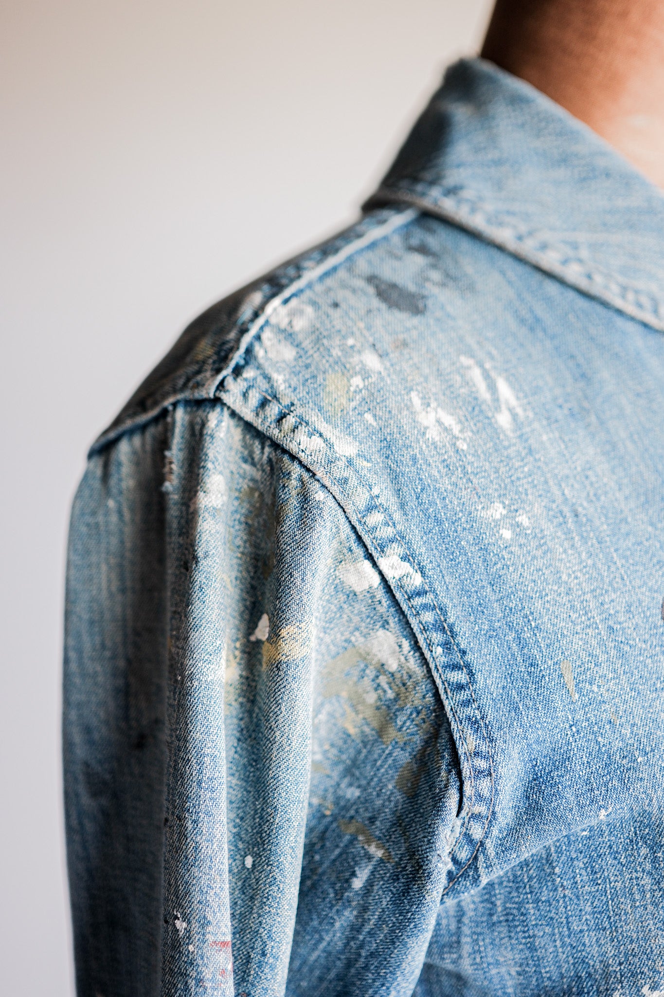 ［~40’s］U.S.NAVY Shawl Collar Denim Coverall “Crazy Paint”