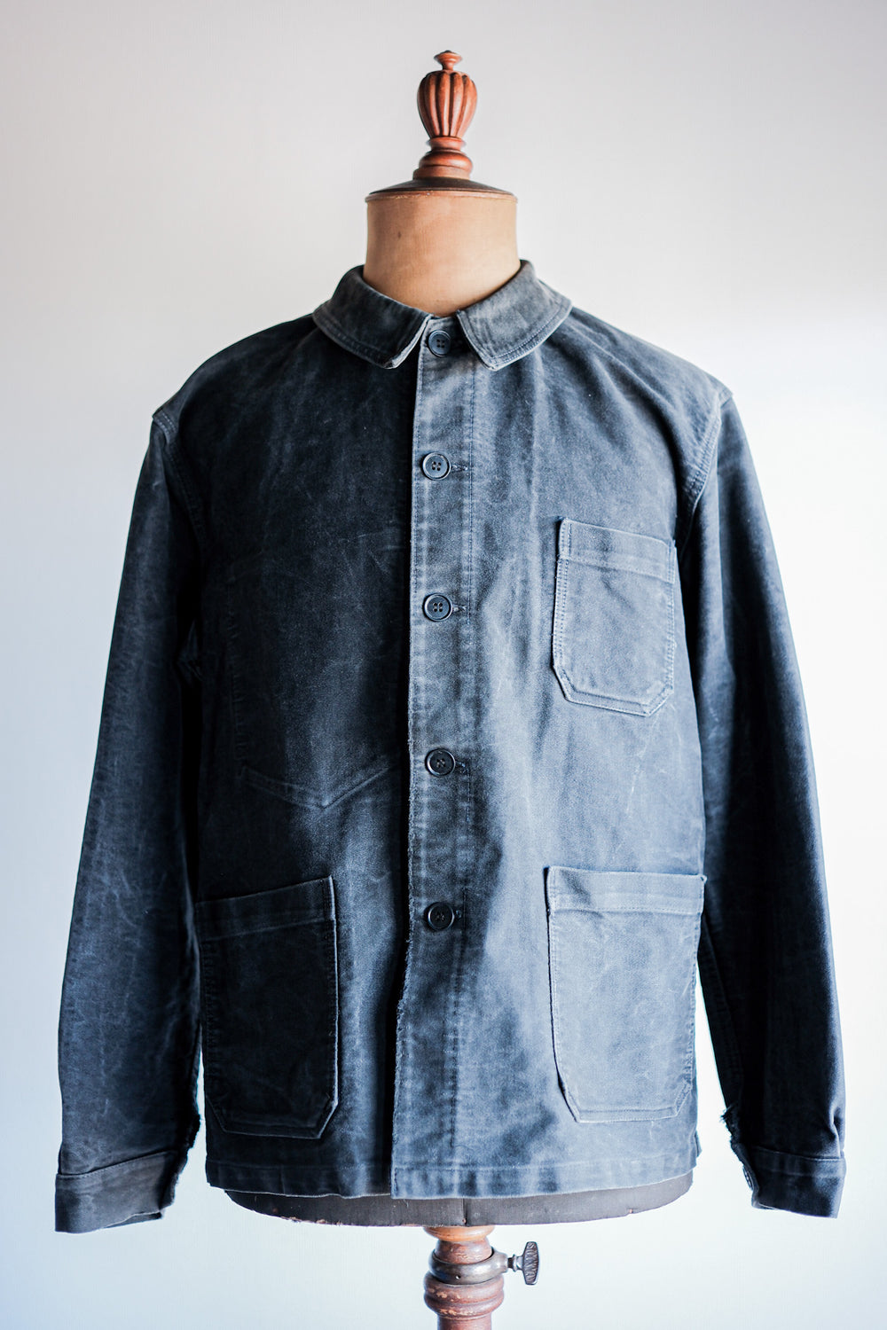 【~50's】French Vintage Black Moleskin Work Jacket Size.48 "Le BEAU-FORT"