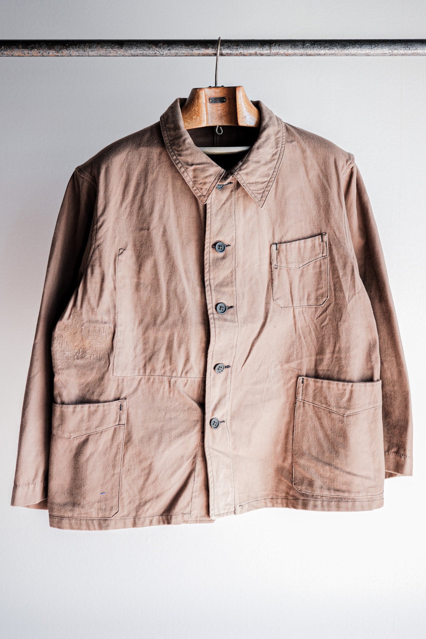 【~40's】French Vintage Brown Cotton Twill Work Jacket
