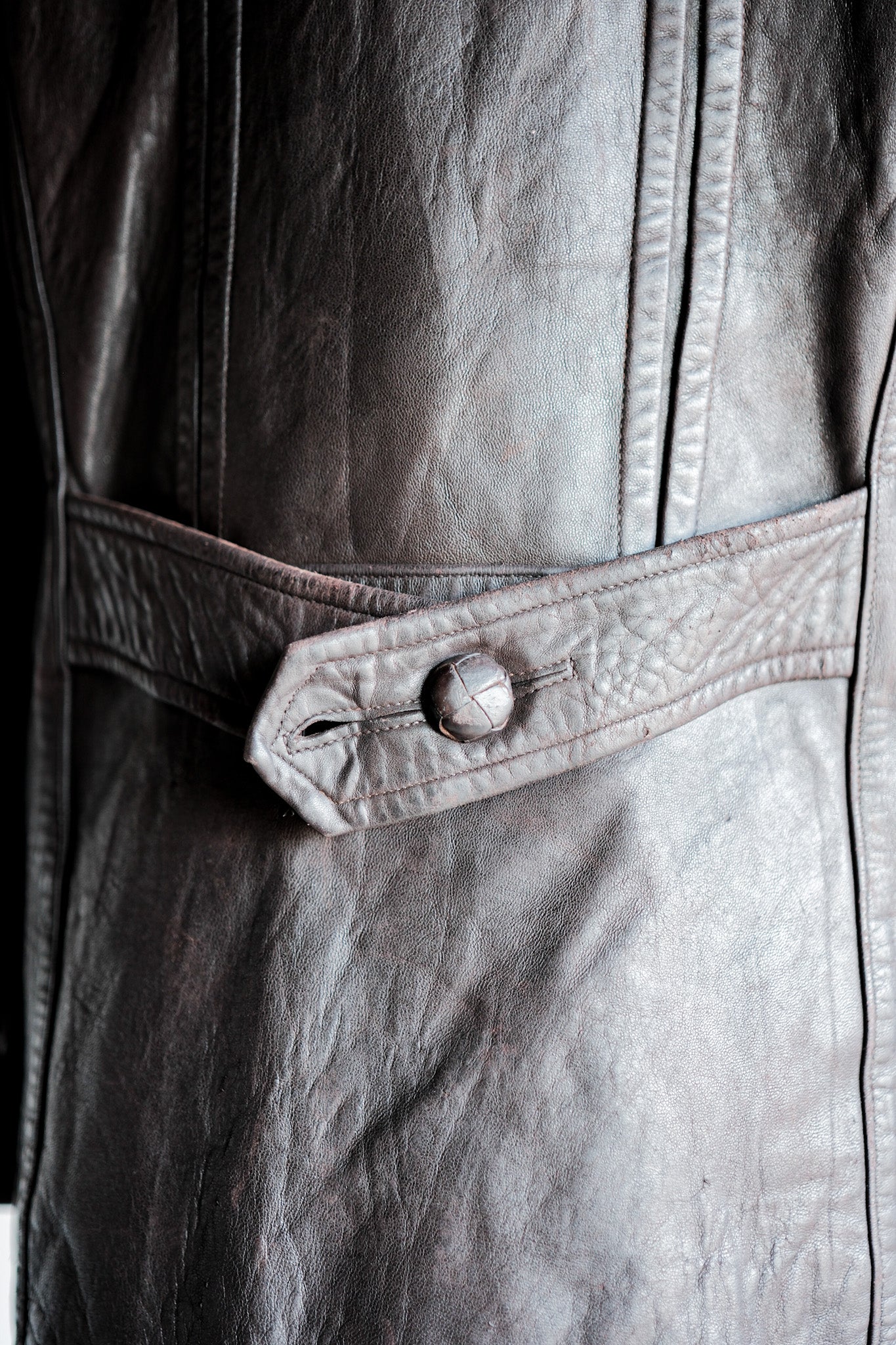 【~30's】German Vintage Double Breasted Motorcycle Leather Jacket