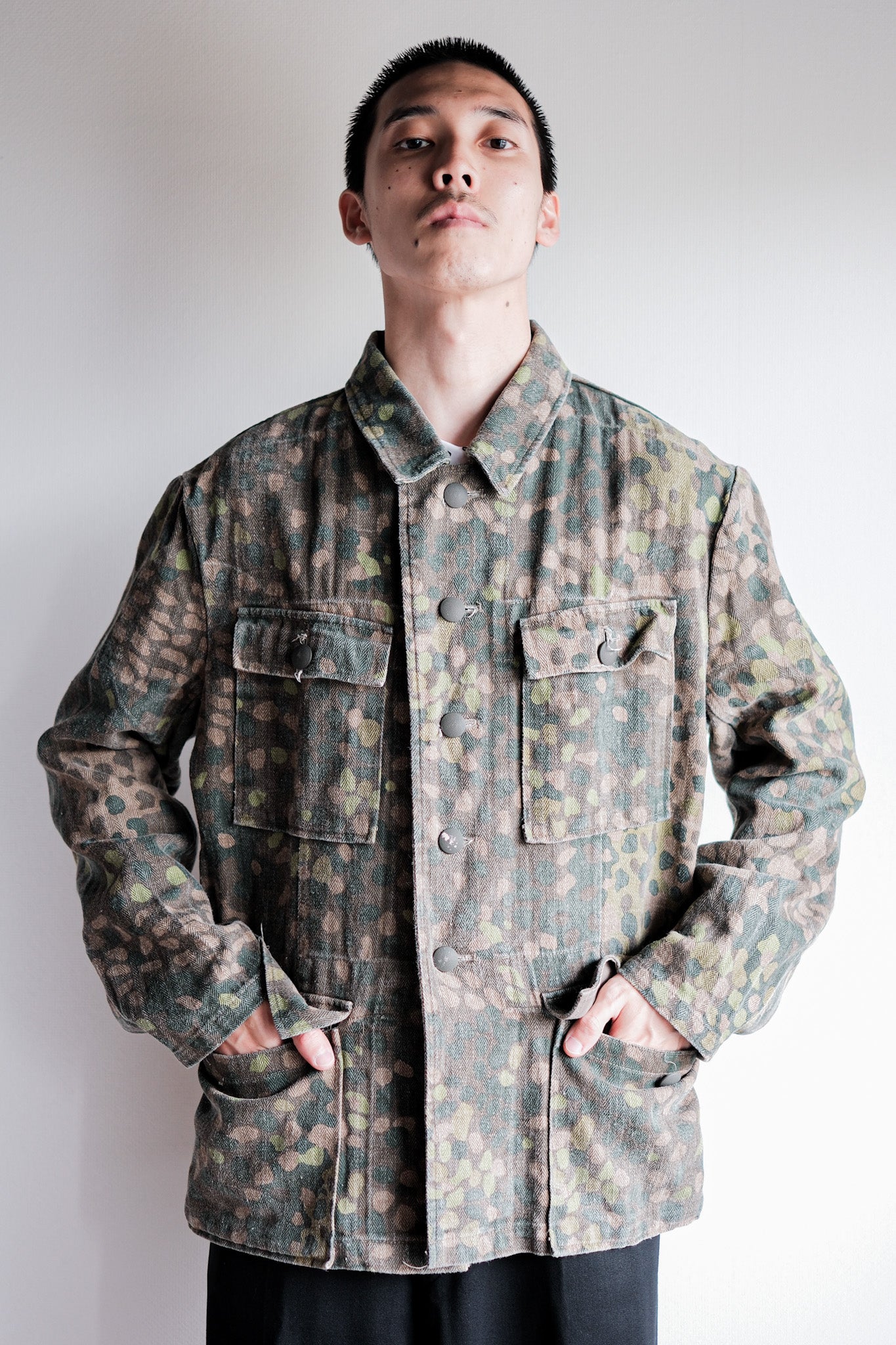 00's】German Waffen-SS Type Pea Dot Camouflage M44 HBT Field Jacket 