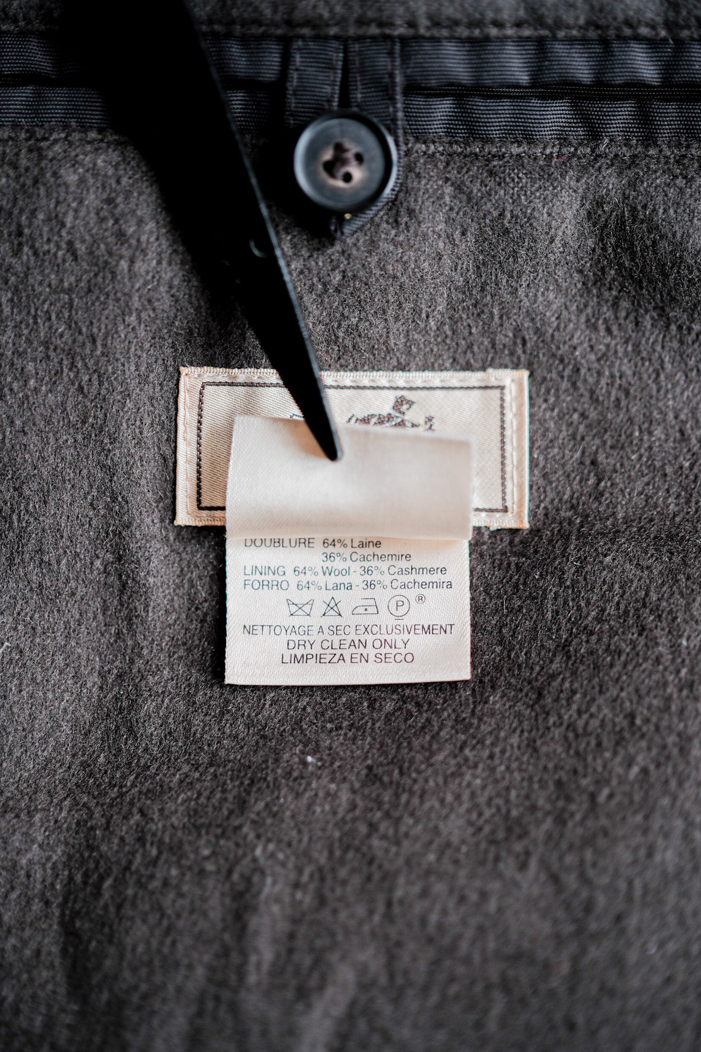 ［~90's］Old Hermès Paris Dark Brown Polyamide Duffle Coat Size.54