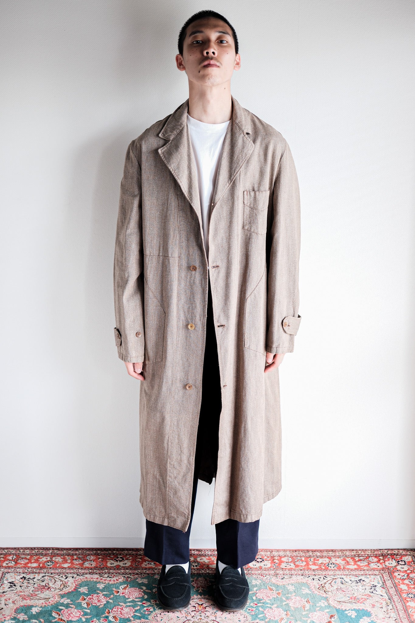 [~ 40's] French Vintage Brown CHAMBRAY ATELIER COAT "DEAD STOCK"