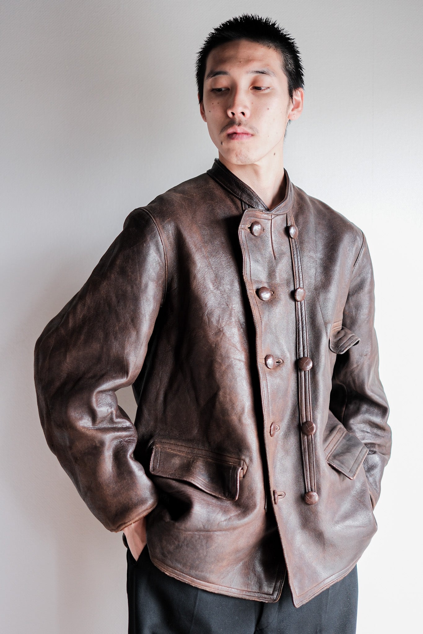 ［~40's］Swedish Vintage Double Breasted Leather Jacket