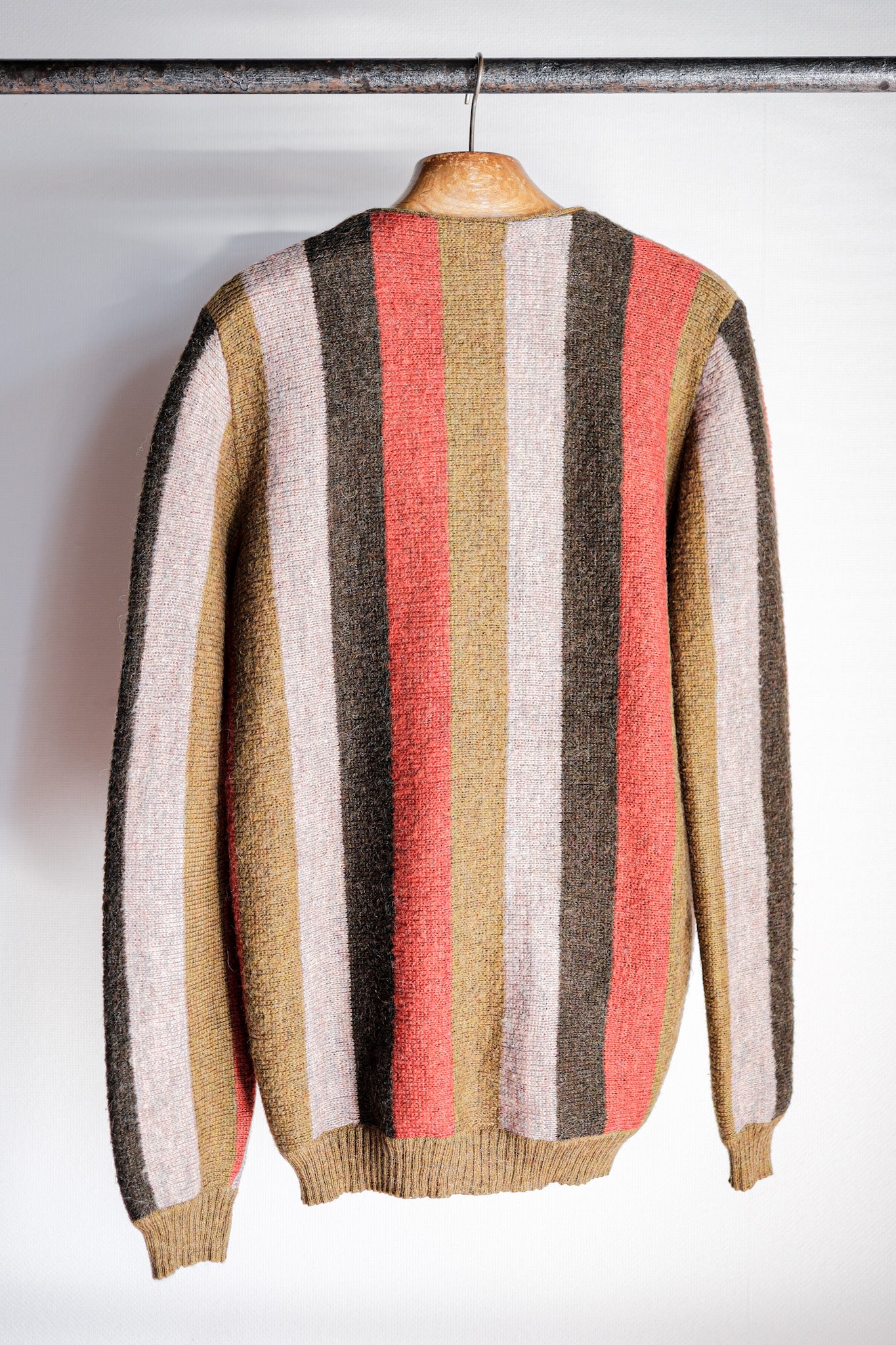 ［~80's］Italian Vintage Wool Mix Multi Striped Cardigan