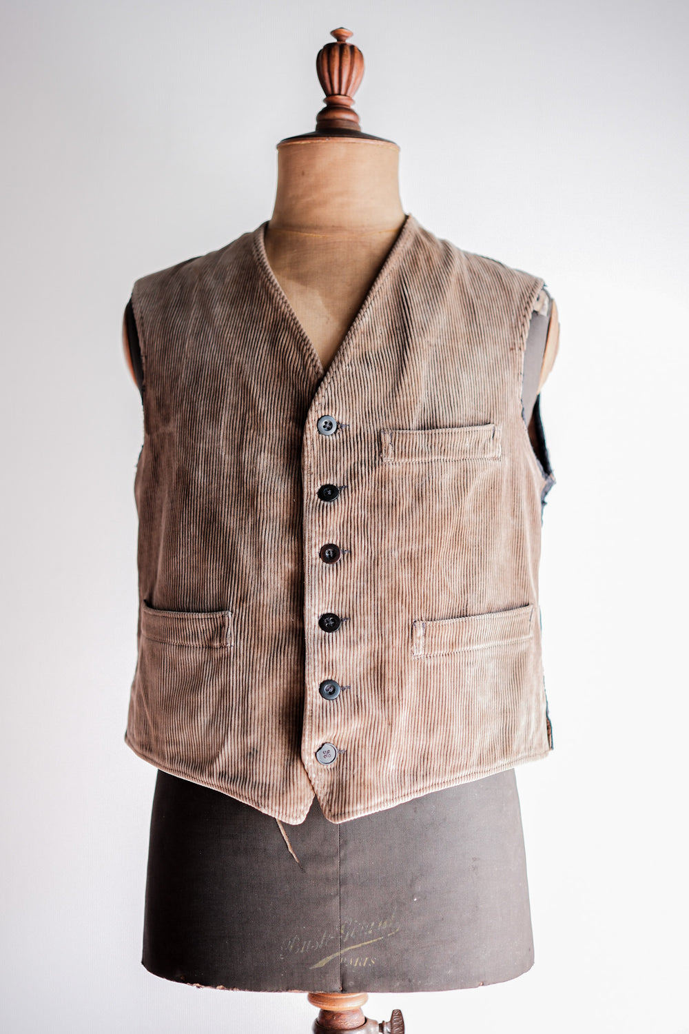 【~50's】French Vintage Brown Corduroy Work Gilet "Le Mont St. Michel"