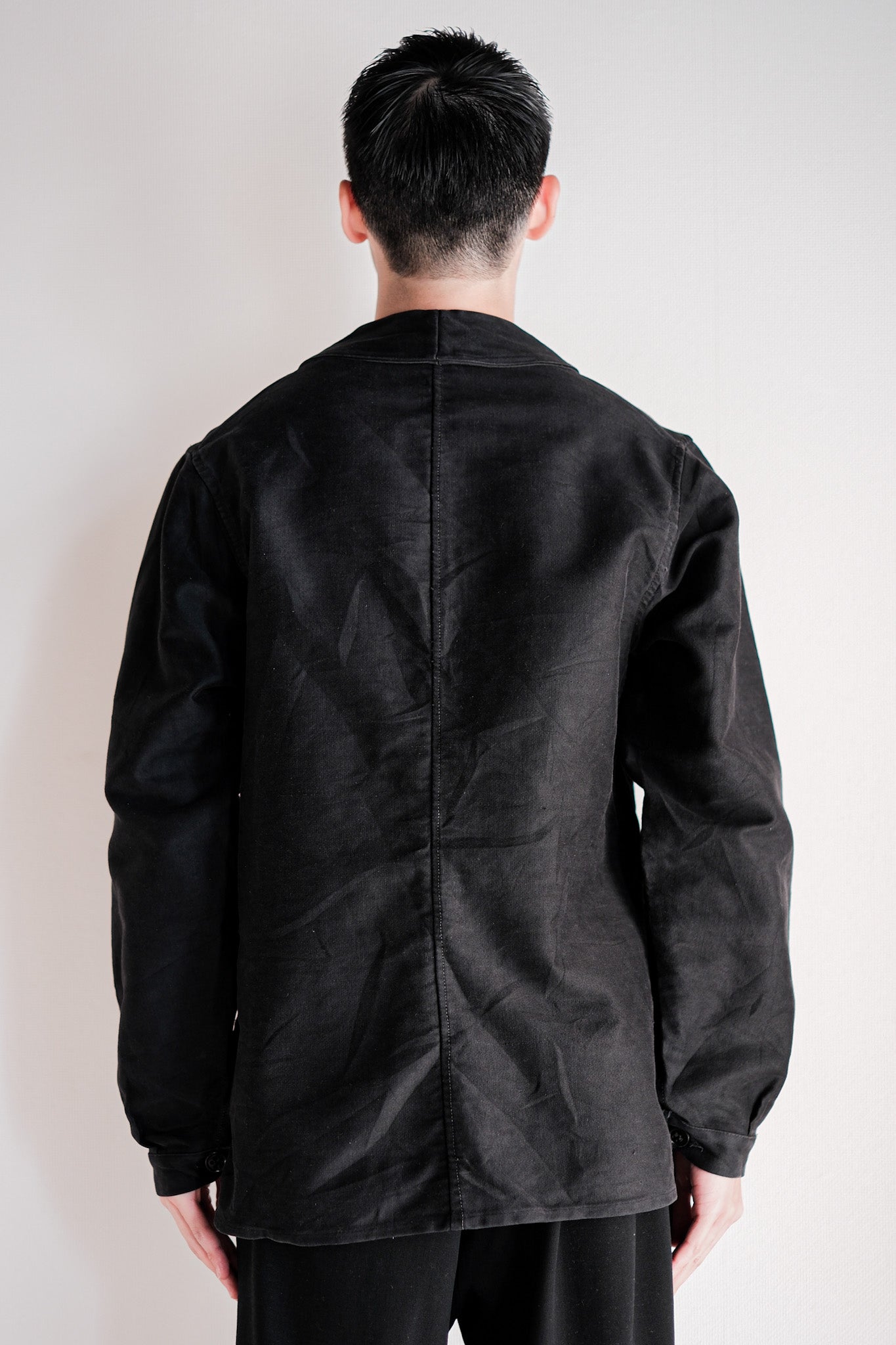 30's】French Vintage Black Moleskin Work Jacket 