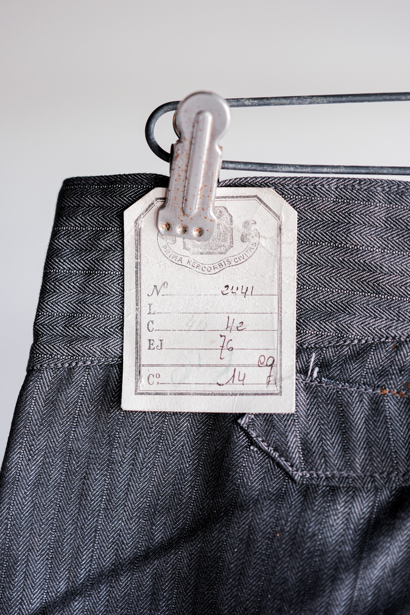 ［~30's］French Vintage Salt & Pepper Cotton HBT Work Pants “Dead Stock”