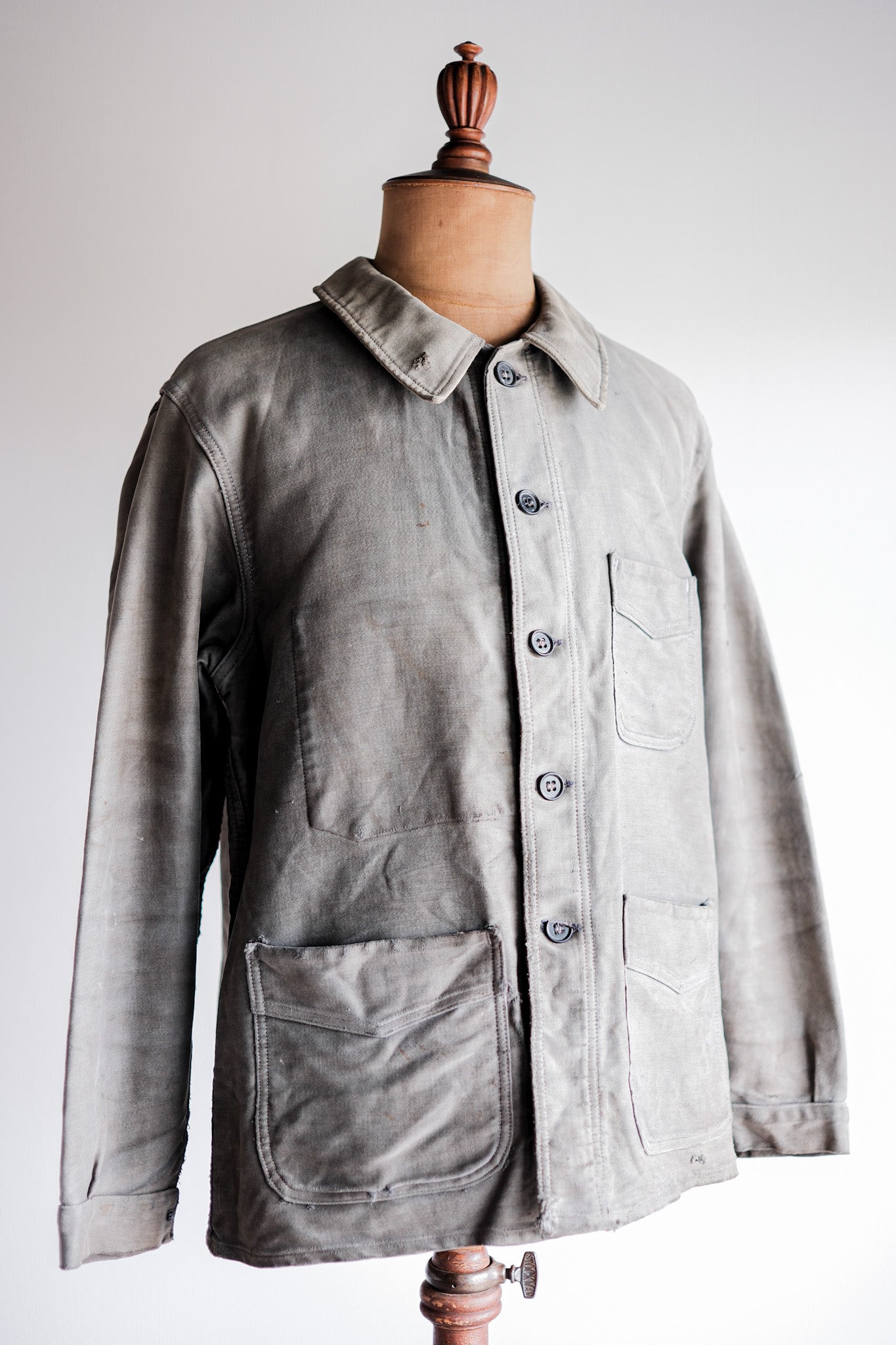 ［~40's］French Vintage Black Moleskin Work Jacket "Adolphe Lafont"