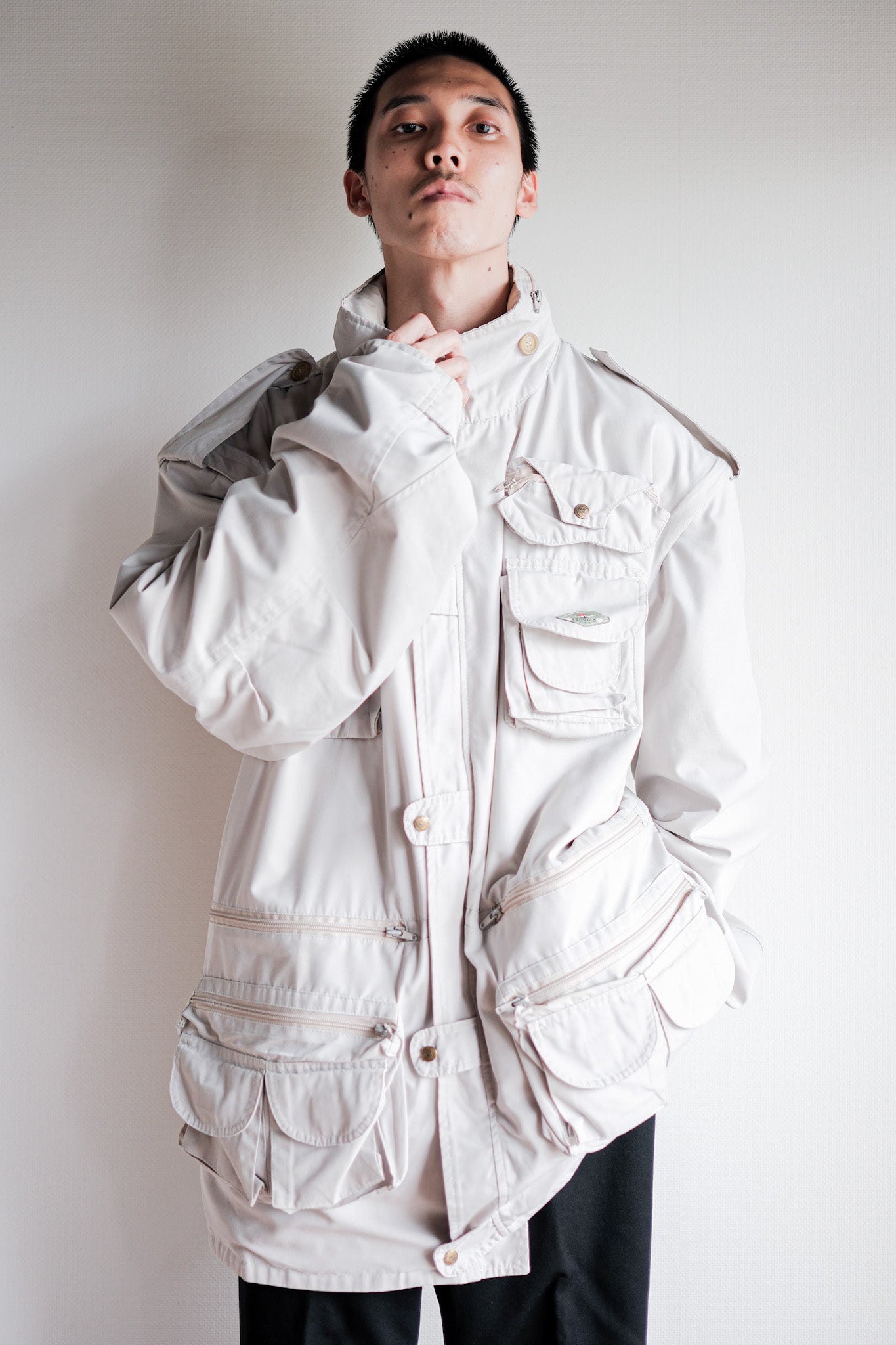 [~90 年代] 舊 Renoma Paris 可拆卸袖多口袋帶襯裡夾克