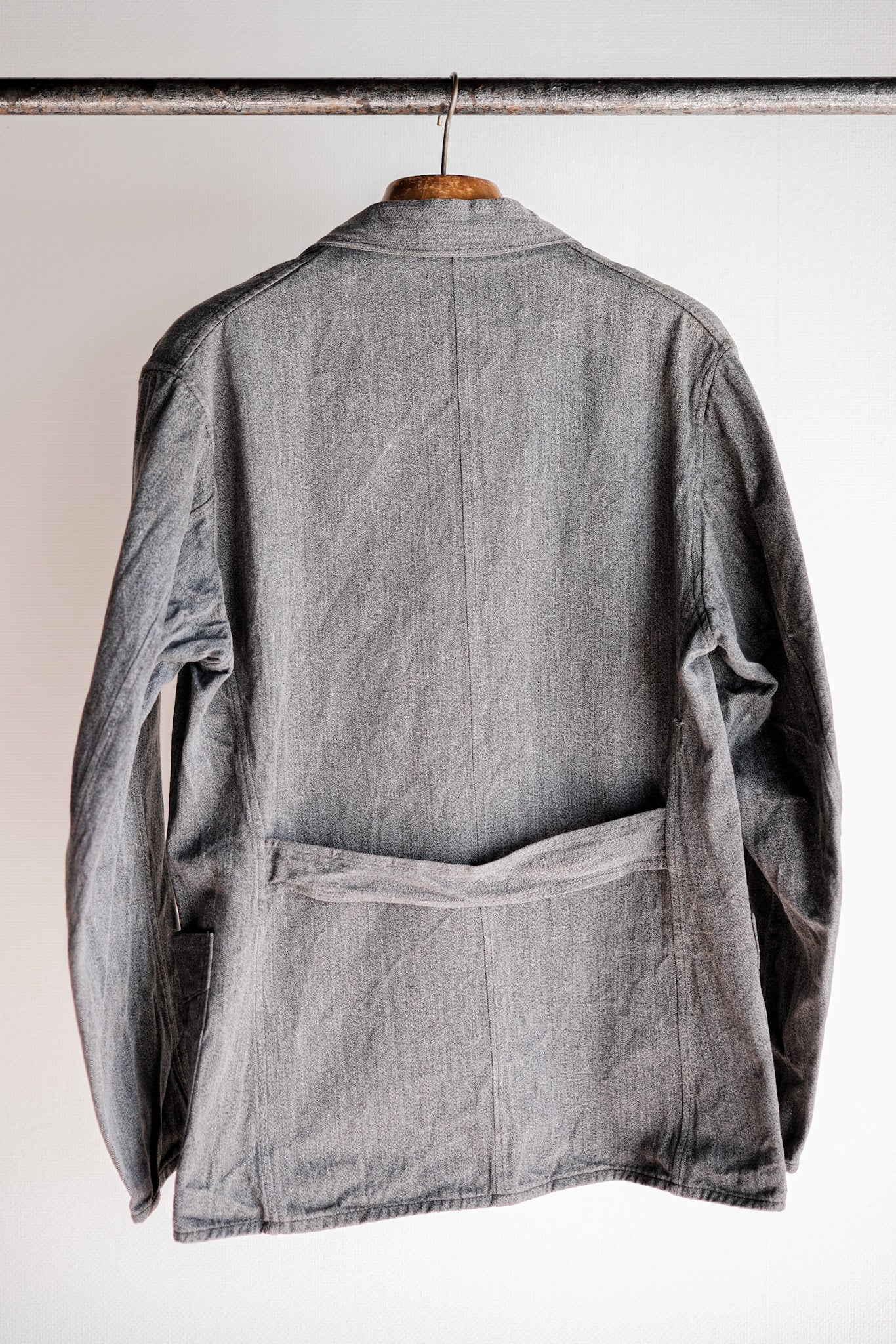 ［~40’s］French Vintage Salt & Pepper Cotton Lapel Work Jacket