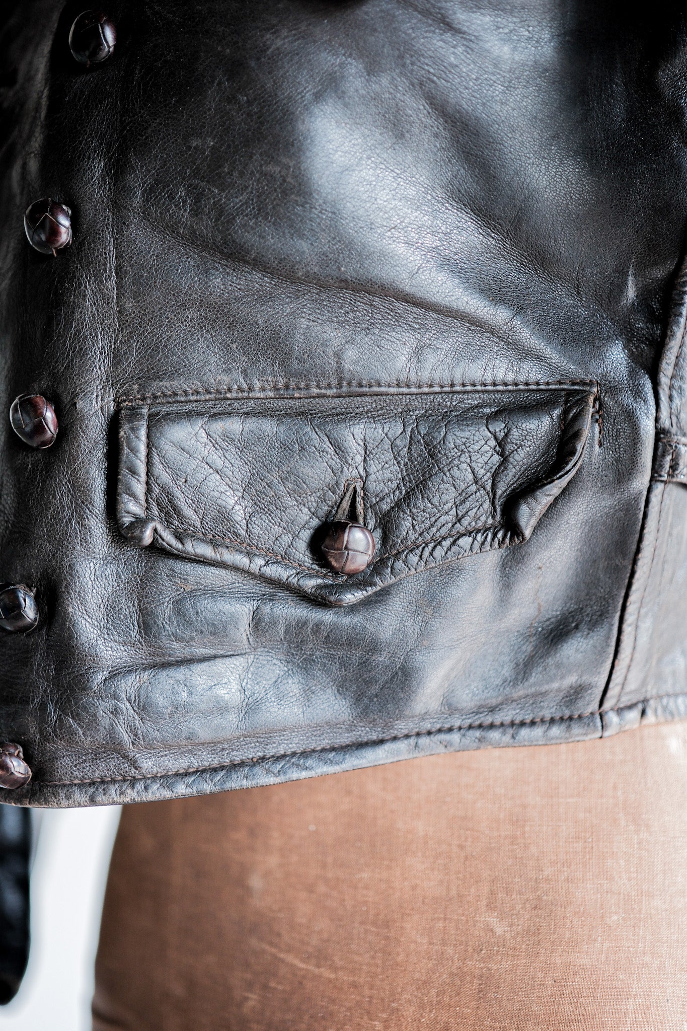 ［~40's］German Vintage Double Breasted Motorcycle Leather Jacket
