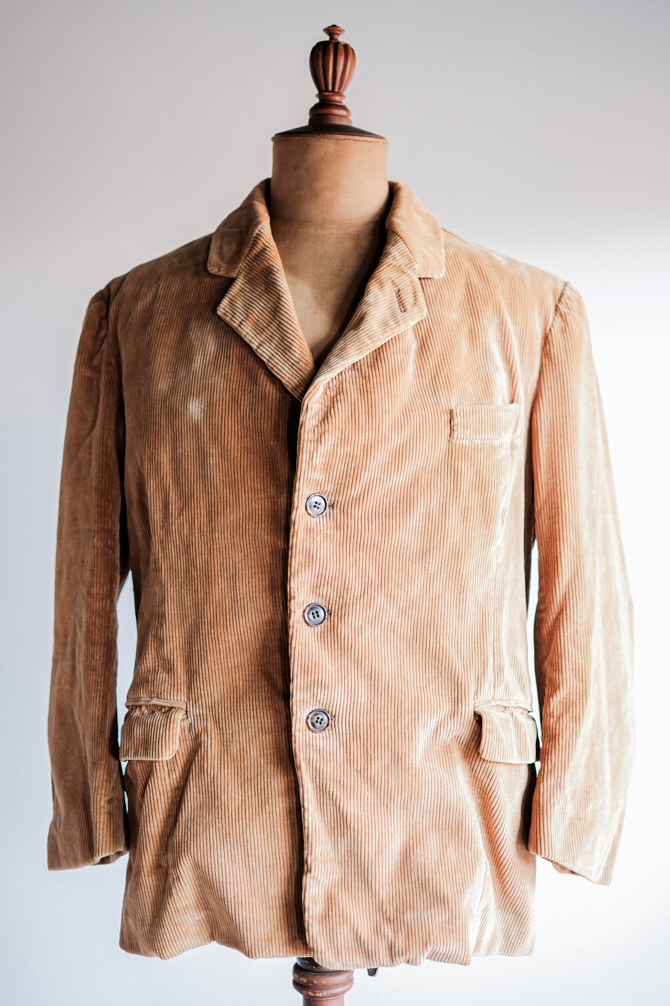 [~ 60 년대] 프랑스 빈티지 옐로우 브라운 코듀로이 옷깃 재킷
