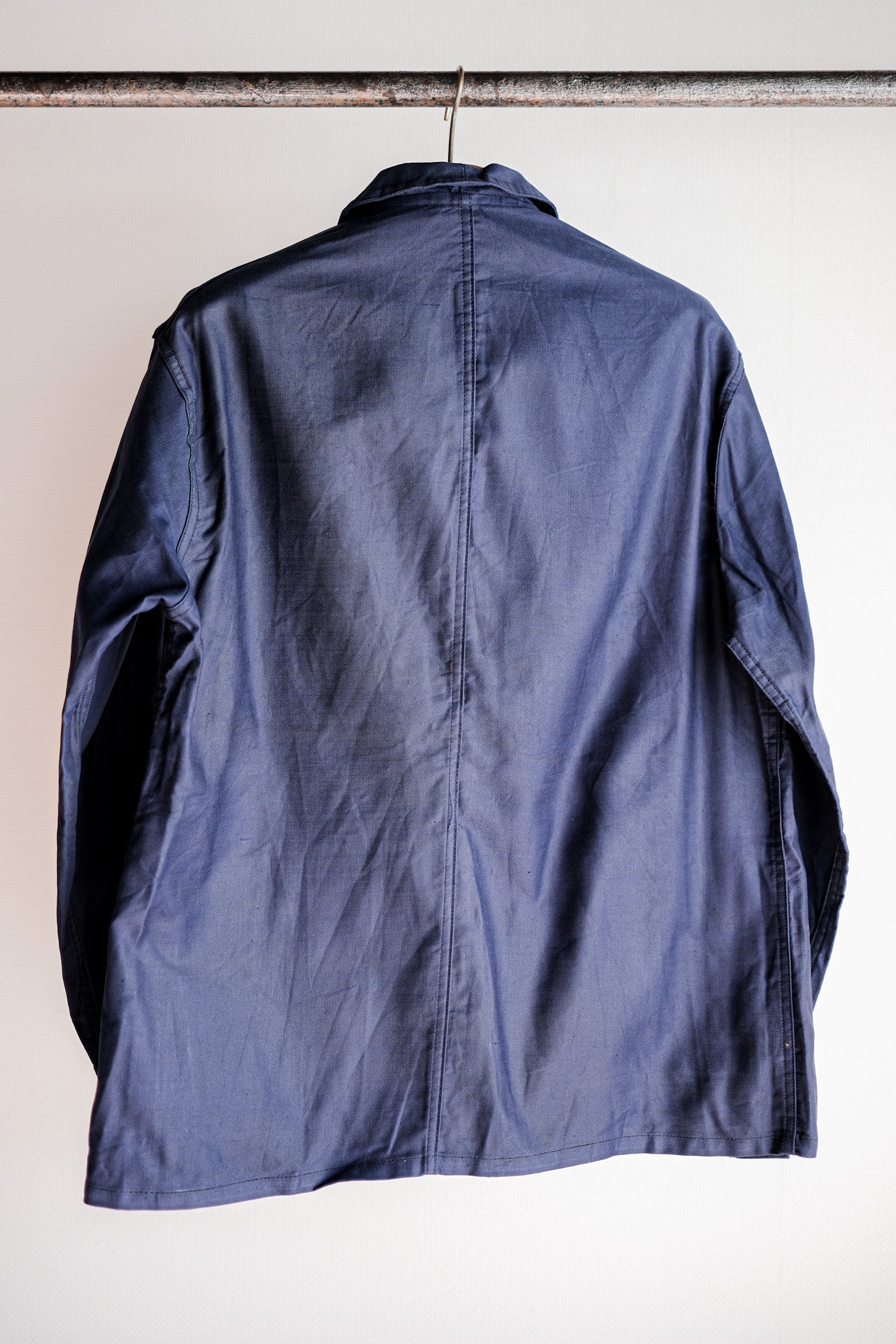 [〜50年代]法國復古藍色的薄型瘦弱的工作夾克“撥孔”“死庫存”