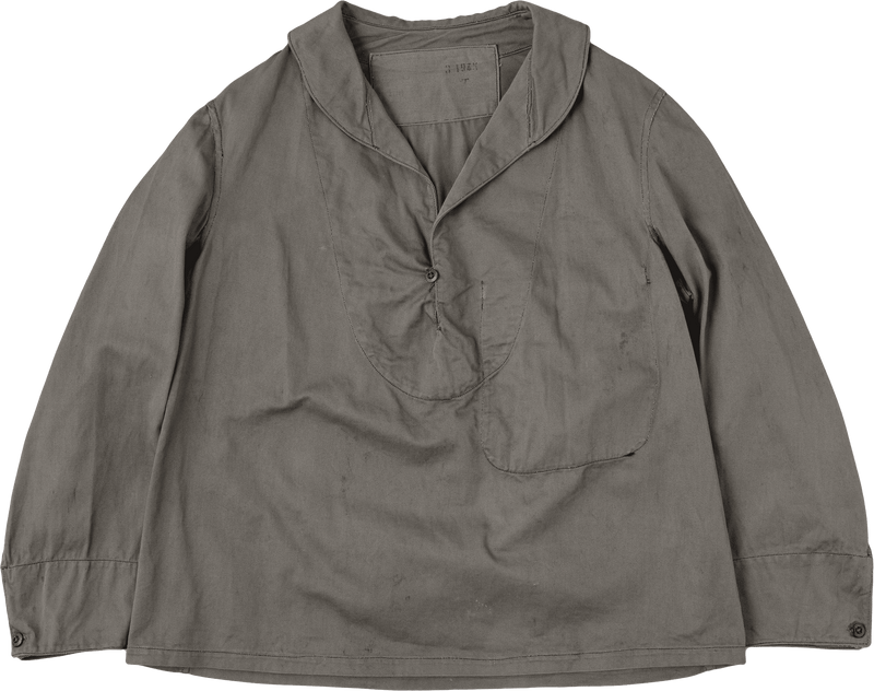 【~30's】French Navy Gray Cotton Twill Sailor Work Smock "Overdyed" "Marine Nationale"