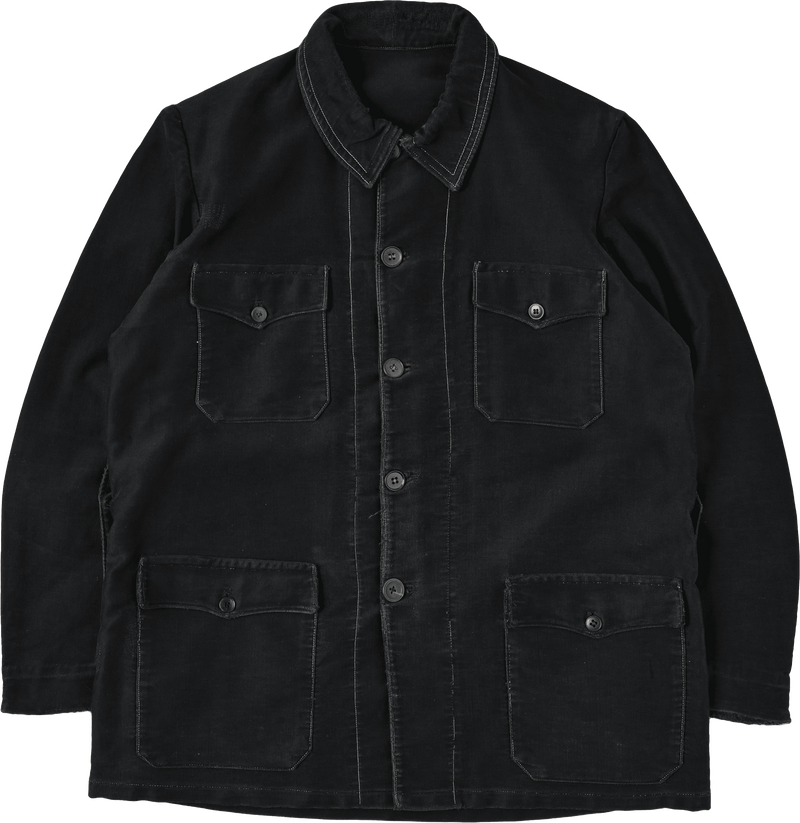 【~30’s】French Vintage Black Moleskin Hunting Jacket "Homemade"