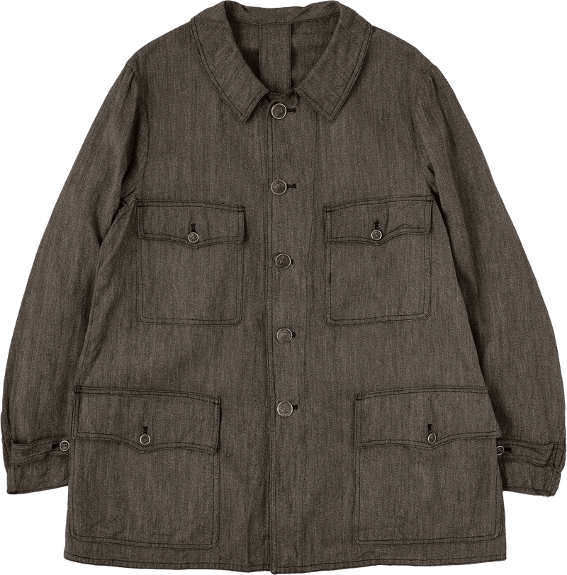 【~30’s】French Vintage Salt & Pepper HBT Cotton Hunting Jacket