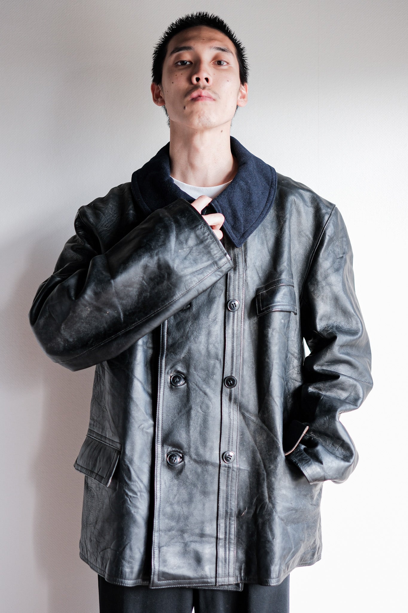 50's】French Vintage Le Corbusier Leather Work Jacket 