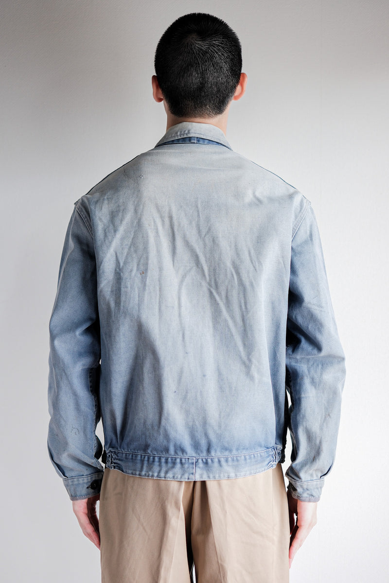 【~50’s】French Vintage Blue Cotton Twill Cyclist Jacket "Adolphe Lafont"