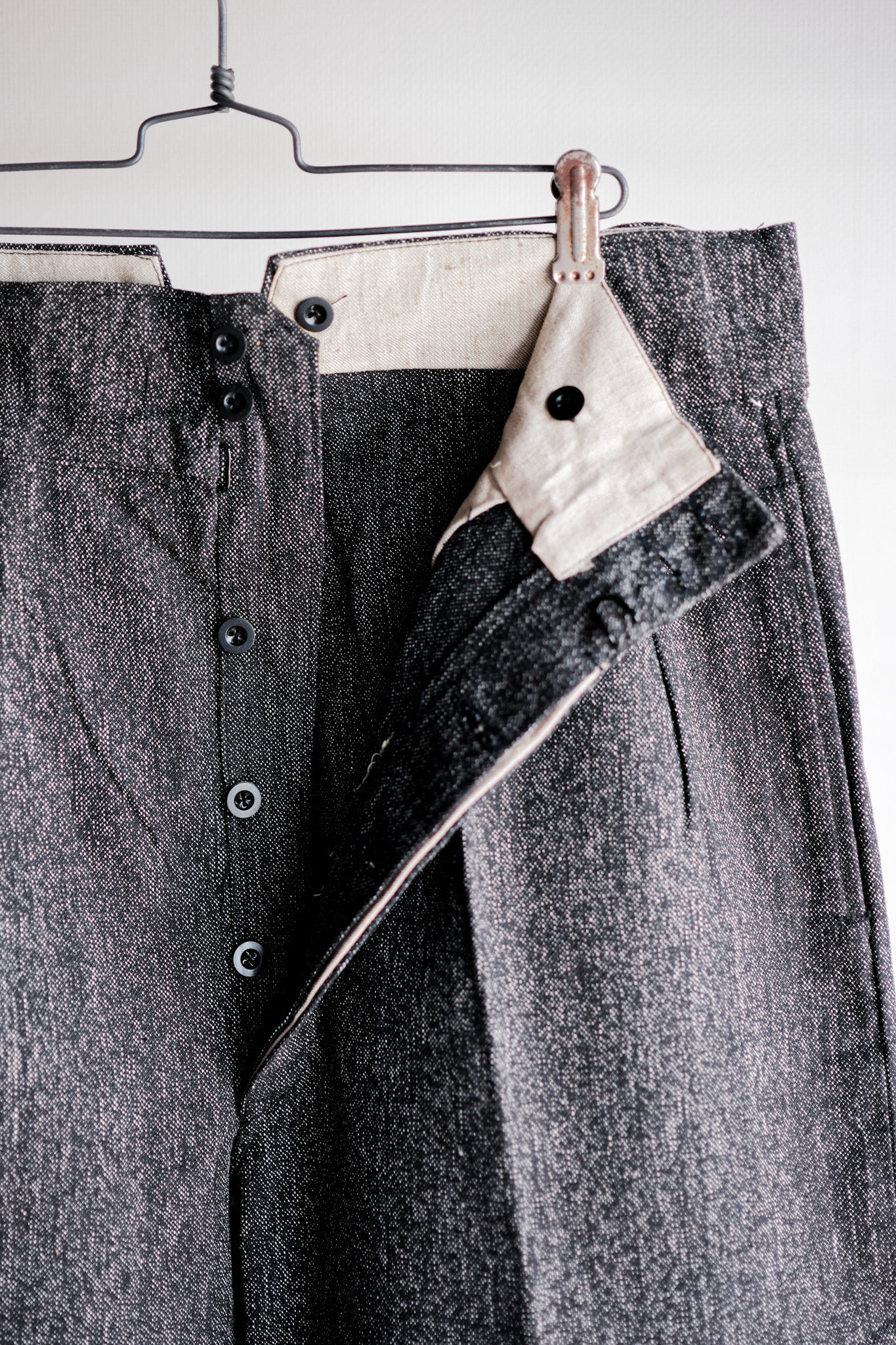 ［~30's］French Vintage Black Chambray Work Pants “Dead Stock”