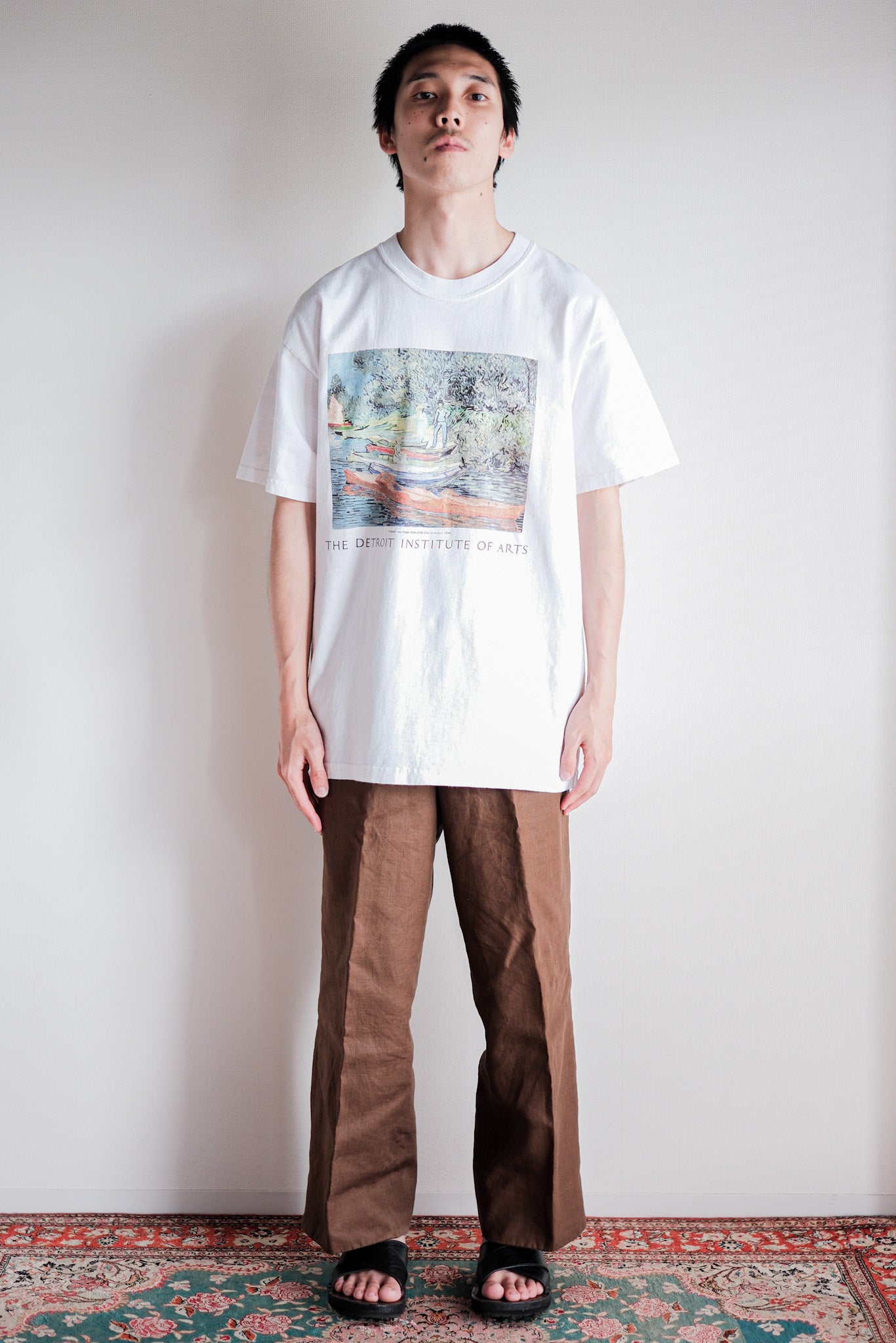 【~00's】Vintage Art Print T-shirt Size.L "Vincent Van Gogh's" "Bank of the Oise at Auvers"