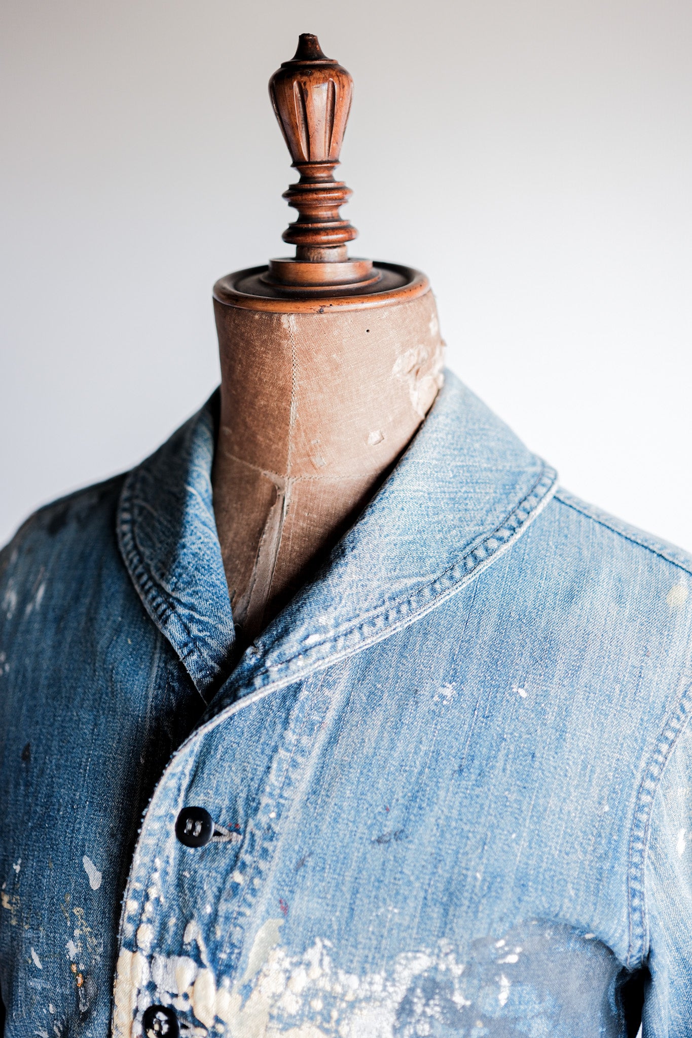 ［~40’s］U.S.NAVY Shawl Collar Denim Coverall “Crazy Paint”