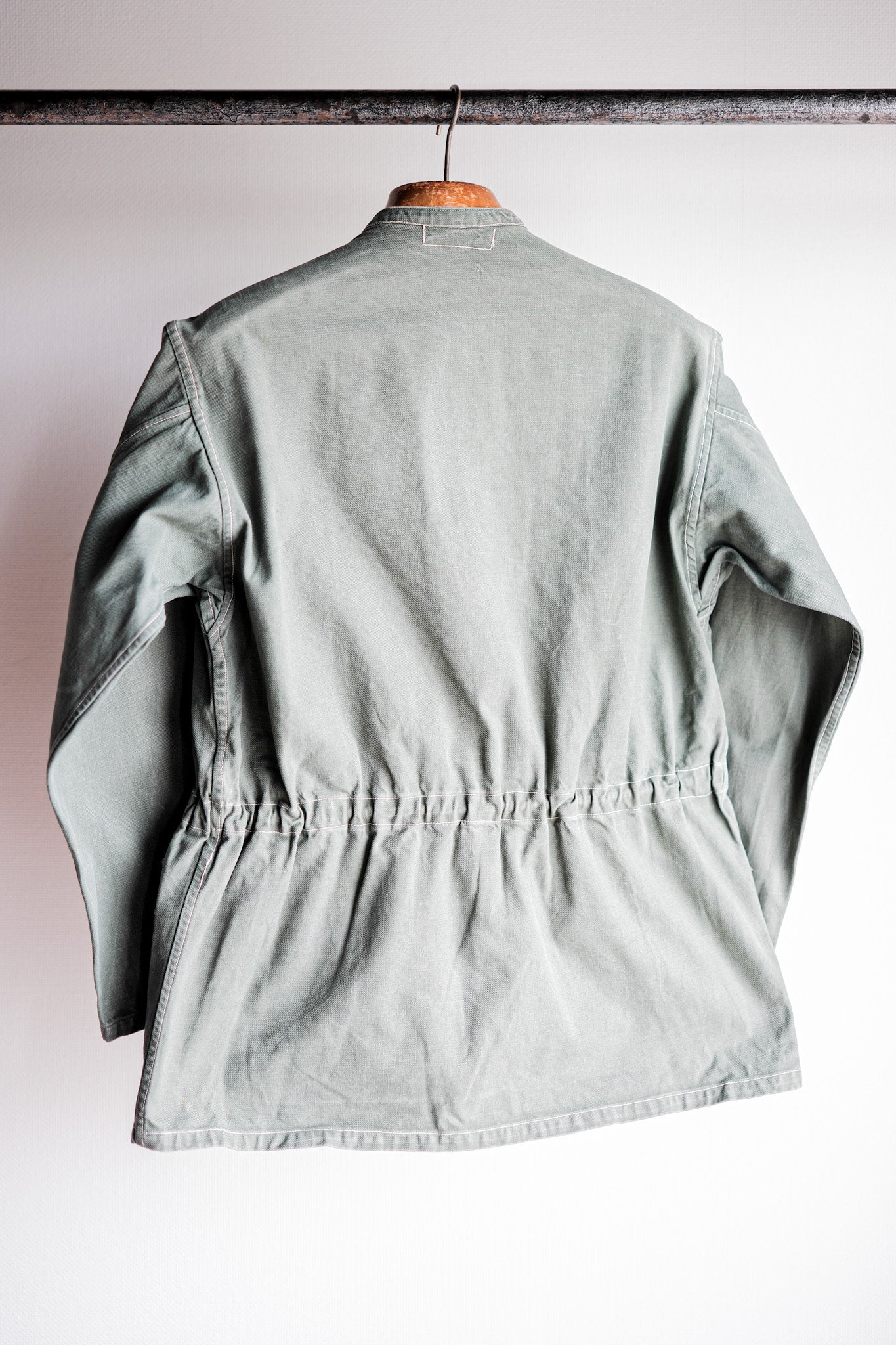 ［~50's］French Vintage Green Cotton Twill 4 Pockets Work Jacket "Unusual Pattern"