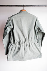 【~50's】French Vintage Green Cotton Twill 4 Pockets Work Jacket "Unusual Pattern"