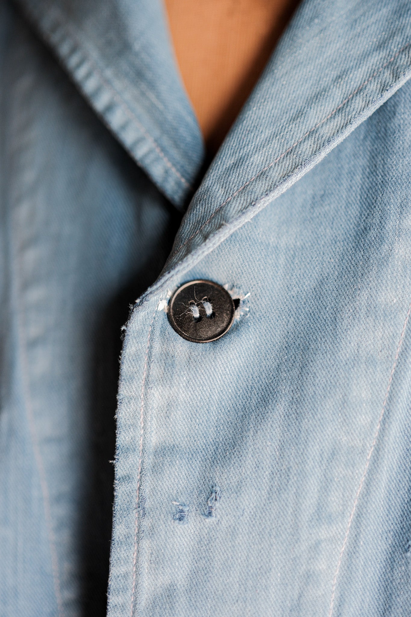 ［~40’s］French Vintage Indigo Cotton Twill Lapel Work Jacket