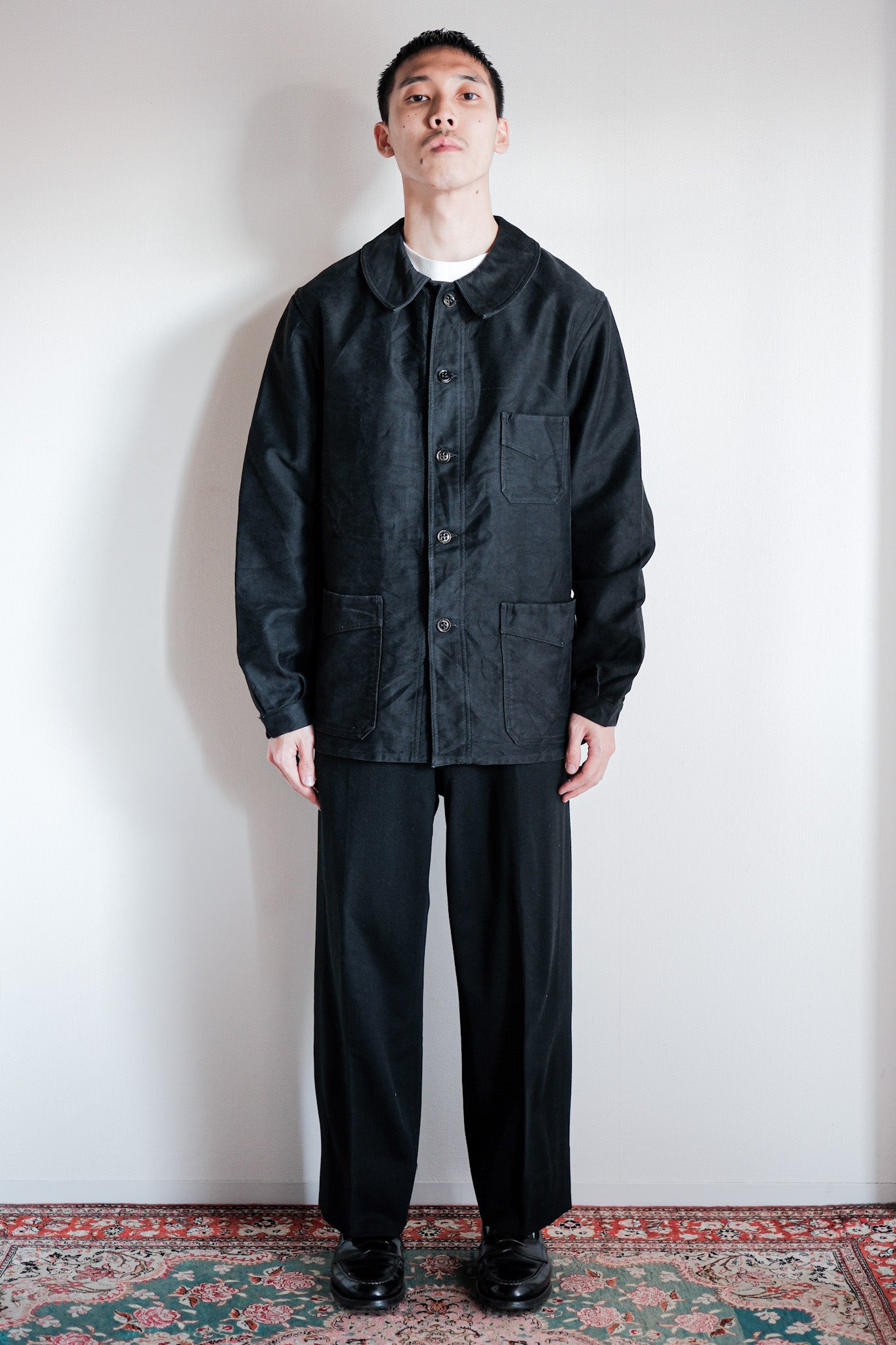 ［~30's］French Vintage Black Moleskin Work Jacket "Le Mont St. Michel"