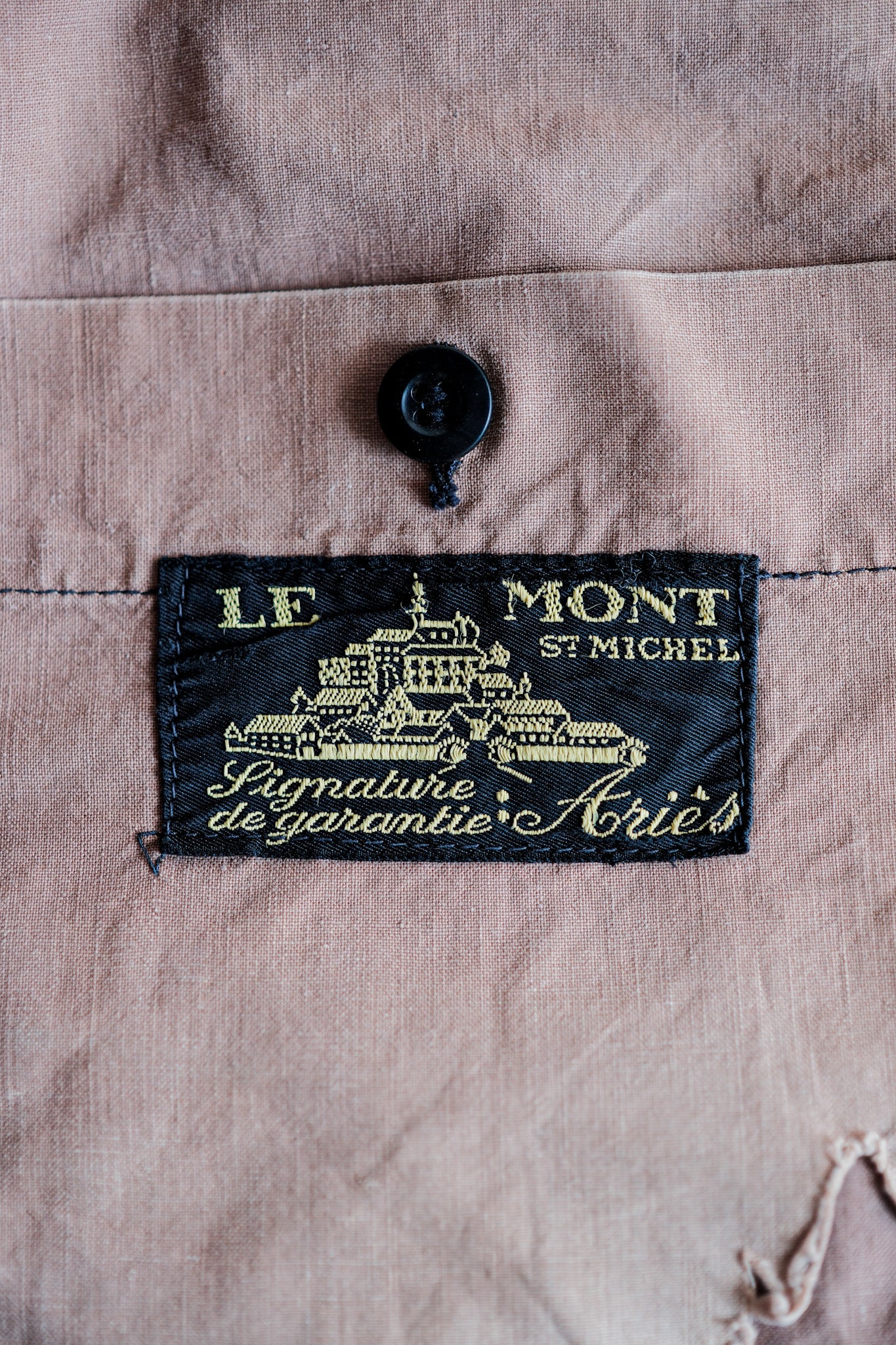 [〜50年代]法國復古棕色燈芯絨工作吉列“ Le Mont St. Michel”
