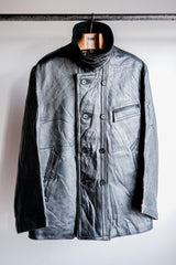 [~ 60's] French Vintage le Corbusier leather jacket size.54 "Collar Wool"