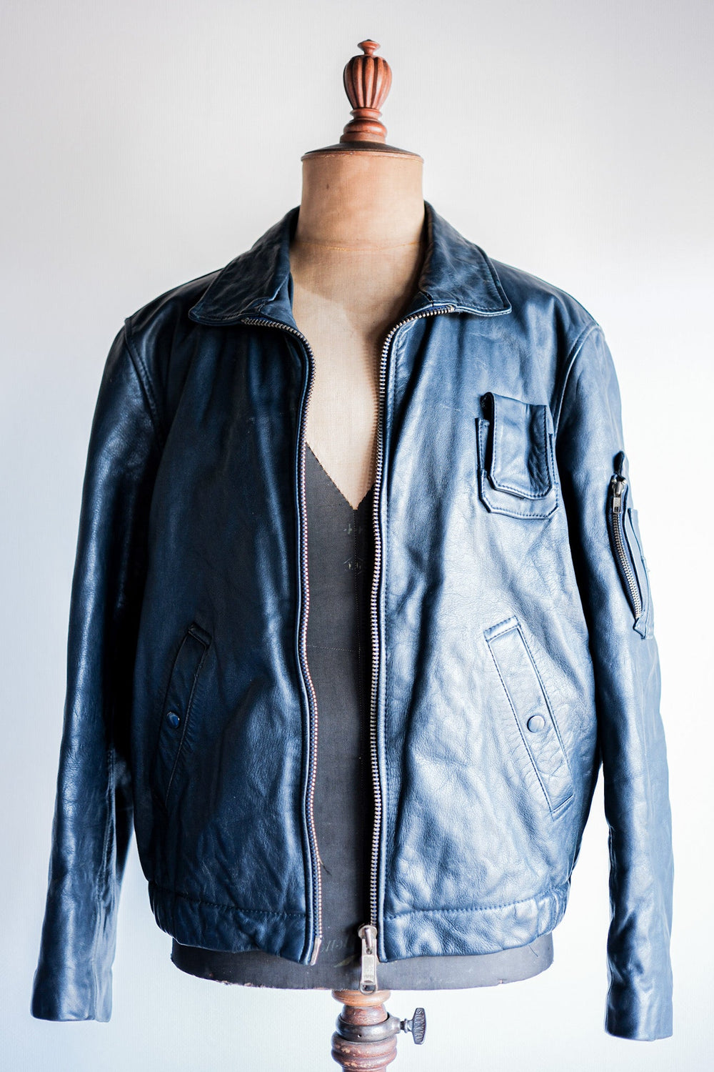 【~80's】French Air Force Pilot Leather Jacket Size.46 "Civilian Type"