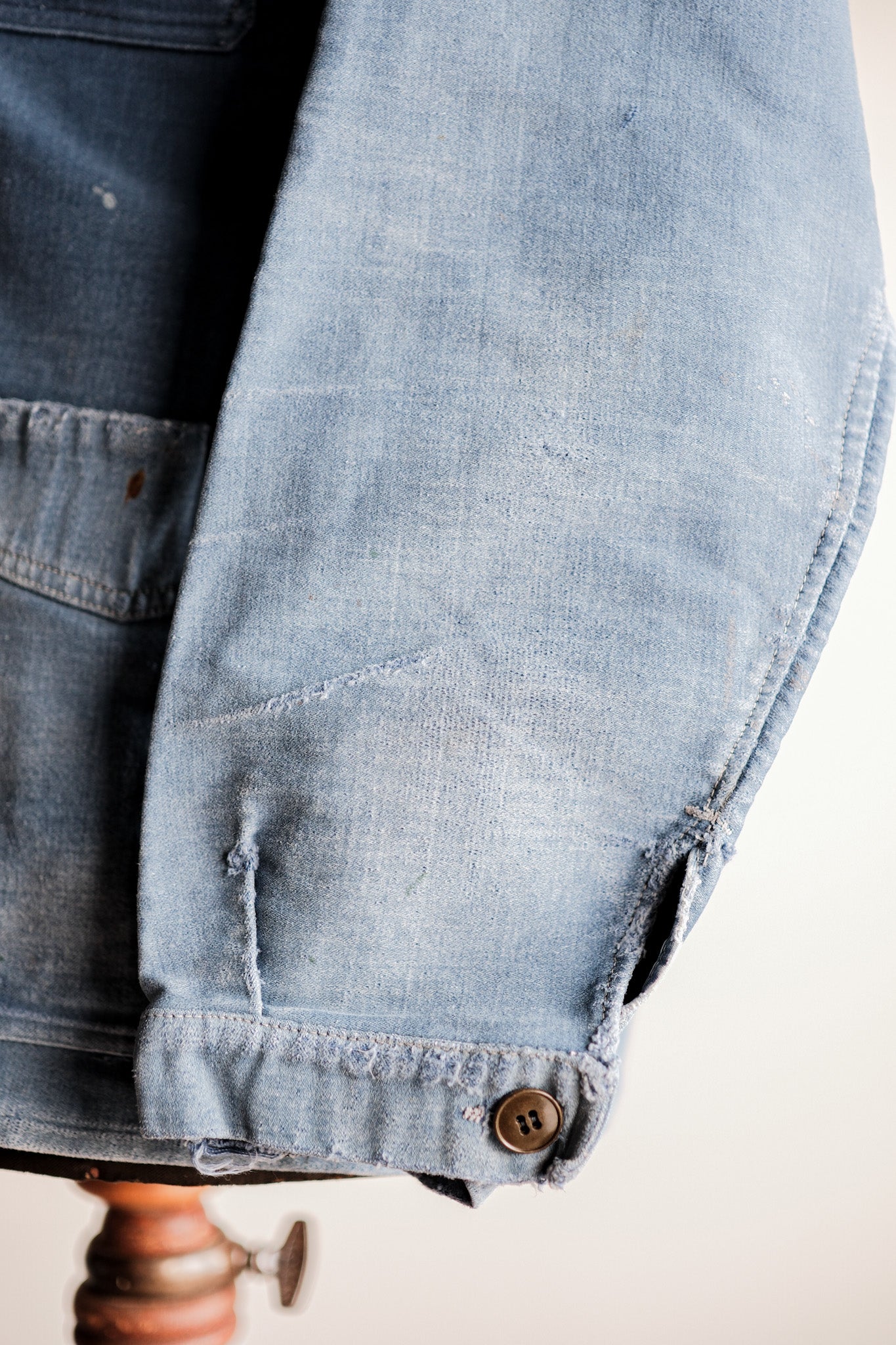 ［~40's］French Vintage Blue Moleskin Work Jacket "Le Mont St. Michel"