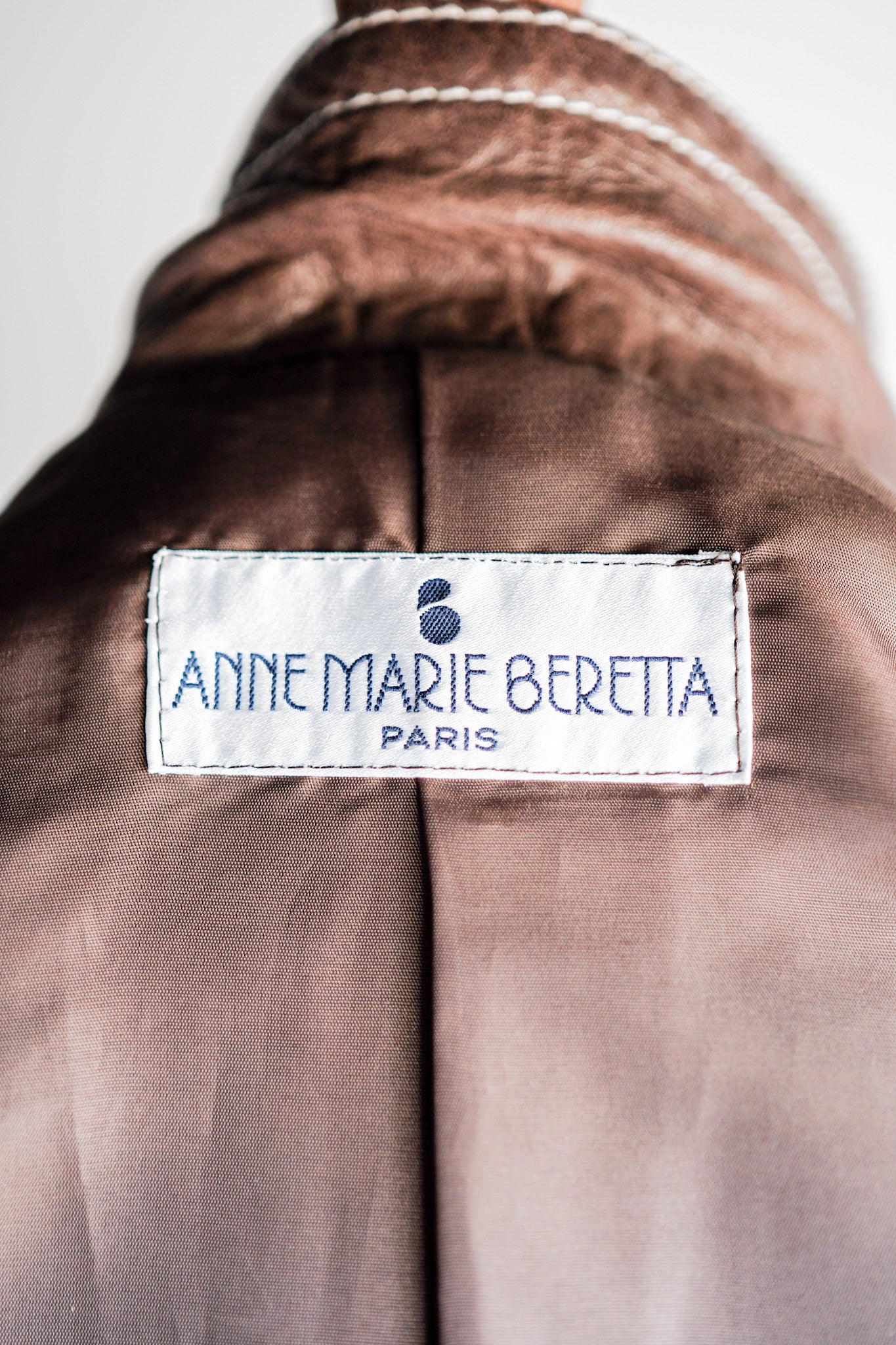 90's】Old ANNE MARIE BERETTA Leather Tailored Jacket Size.T42