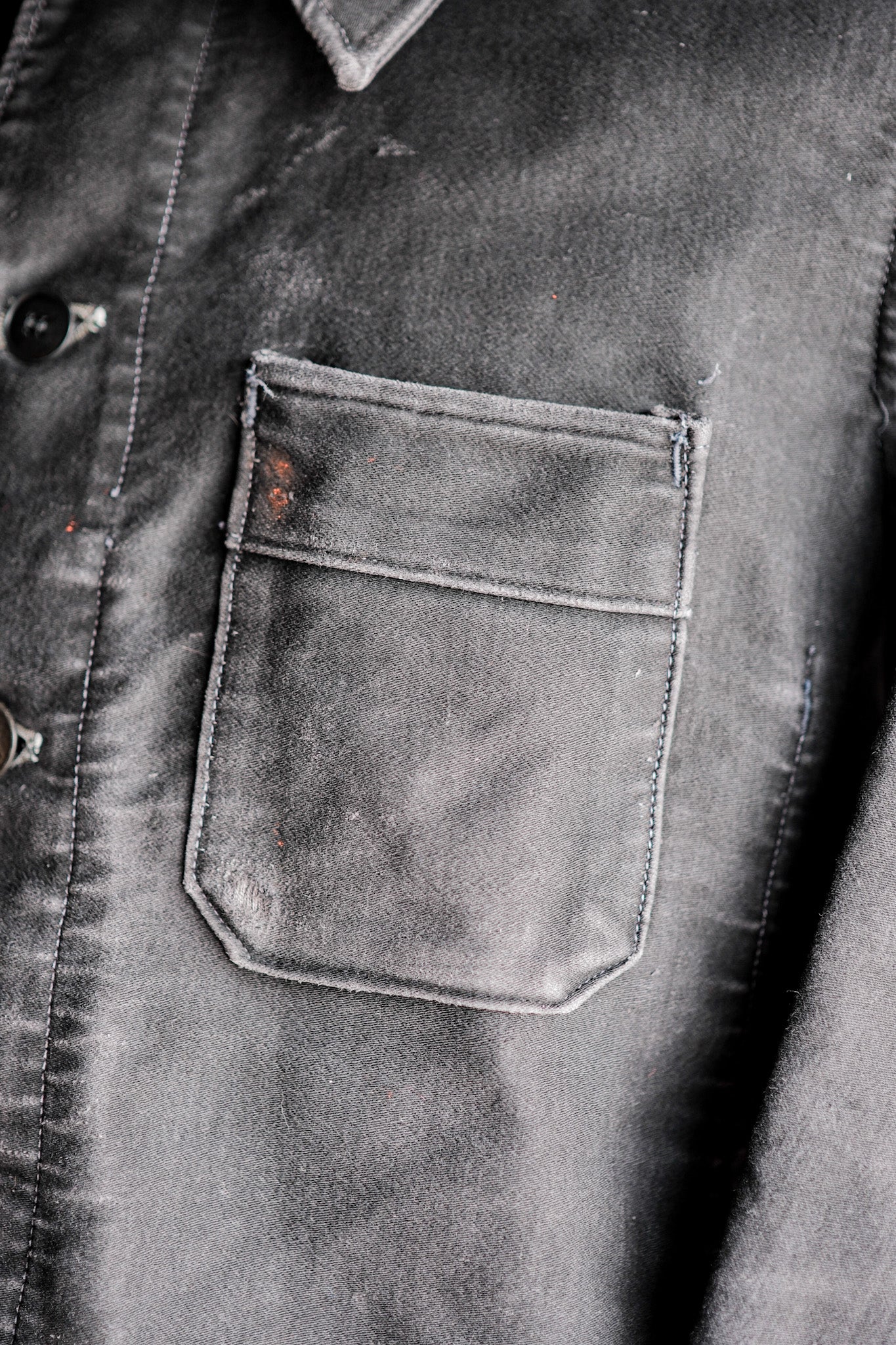 ［~40's］French Vintage Black Moleskin Work Jacket "Adolphe Lafont"