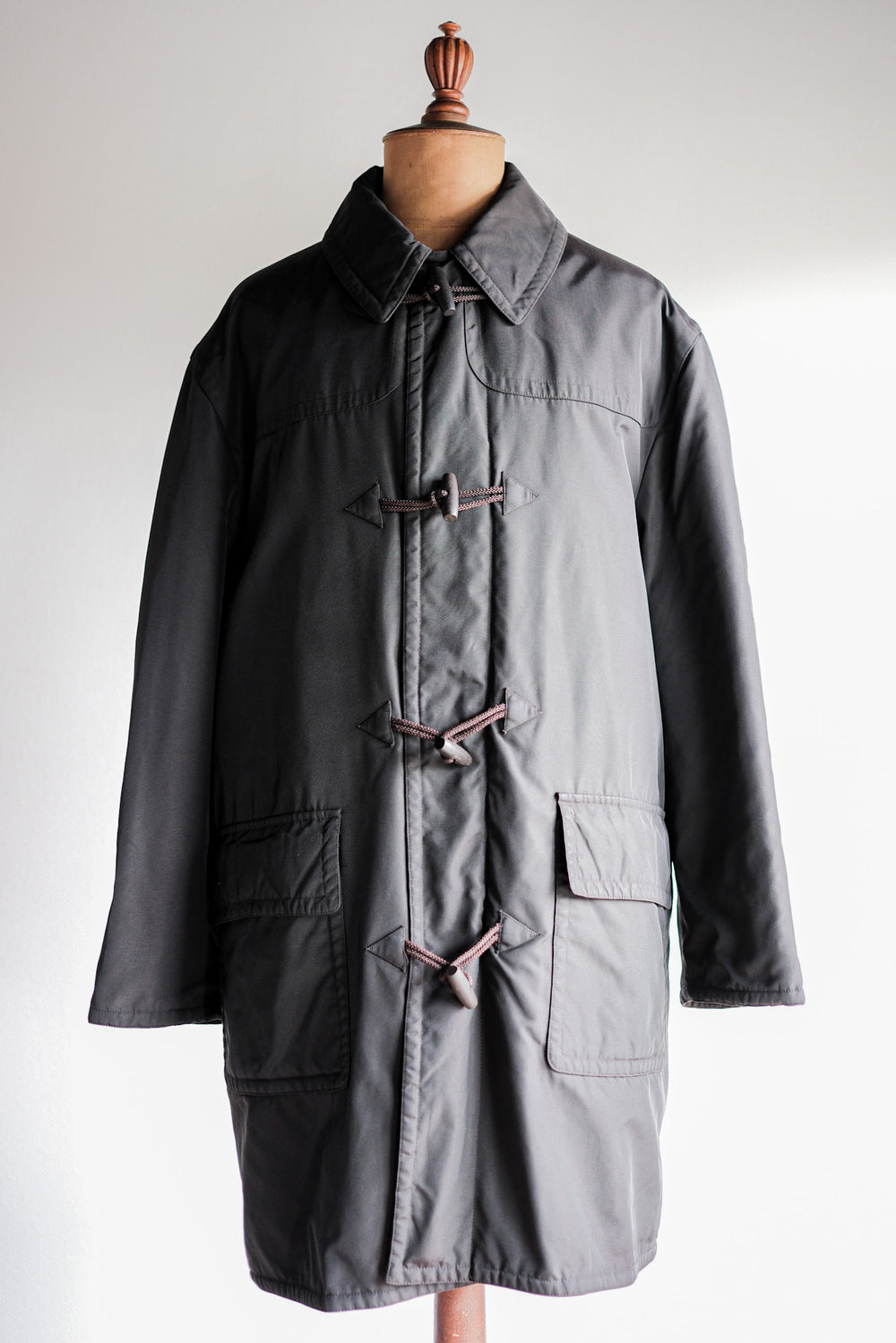 ［~90's］Old Hermès Paris Dark Brown Polyamide Duffle Coat Size.54