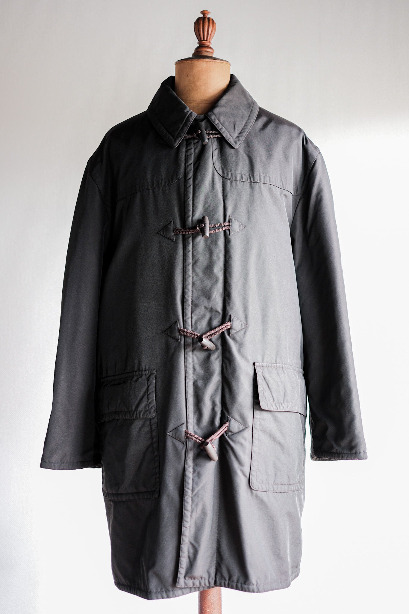 ［~90's］Old Hermès Paris Dark Brown Polyamide Duffle Coat Size.54