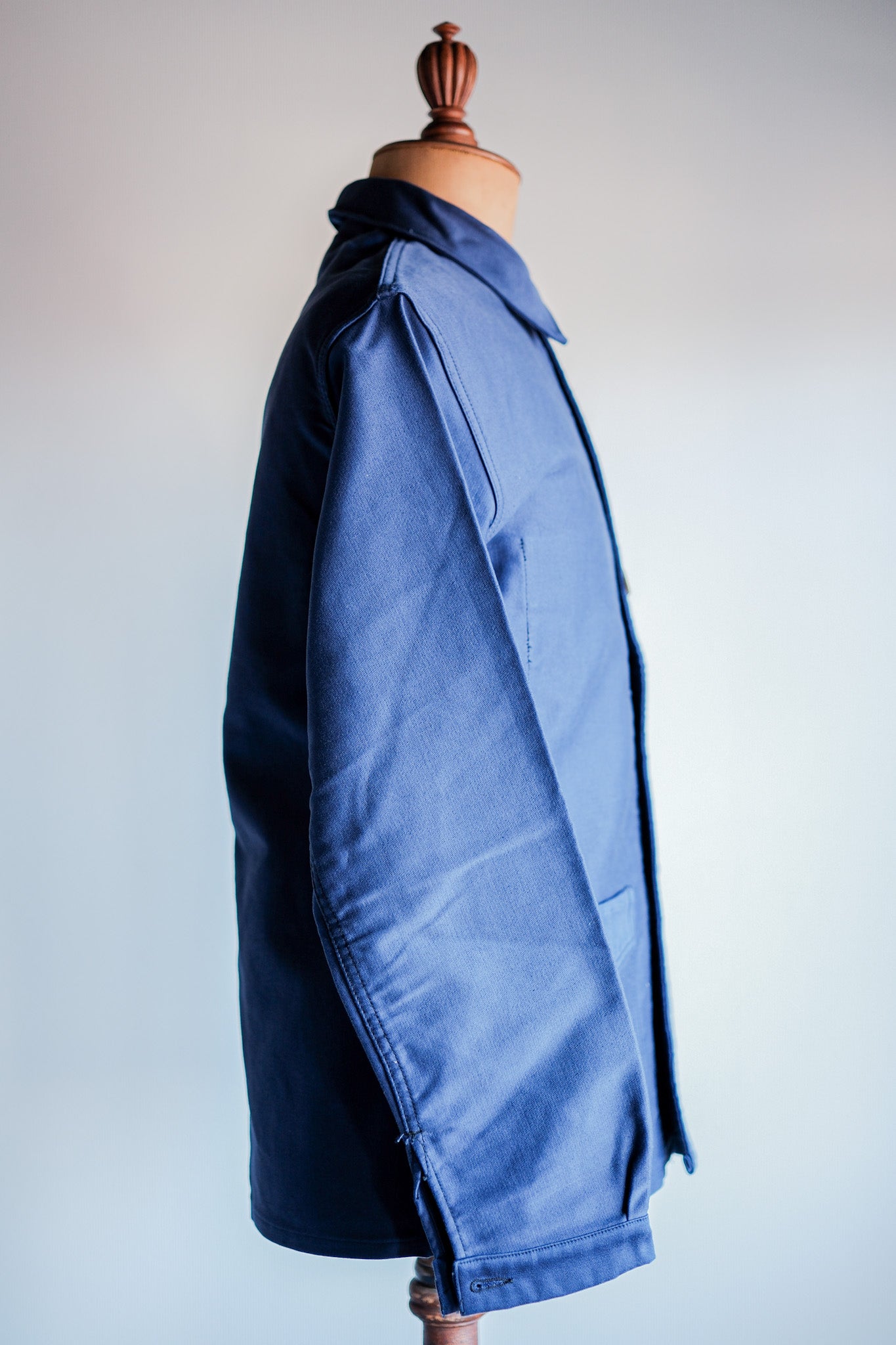 【~50’s】French Vintage Blue Moleskin Work Jacket Size.44 "Le Mont St. Michel" "Dead Stock"