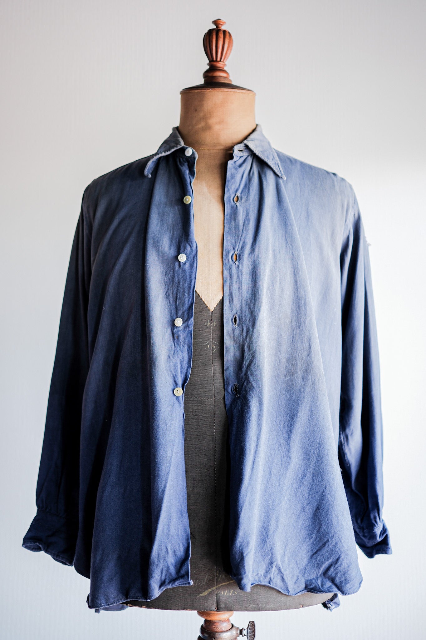 ［~40’s］French Vintage Indigo Linen Work Shirt