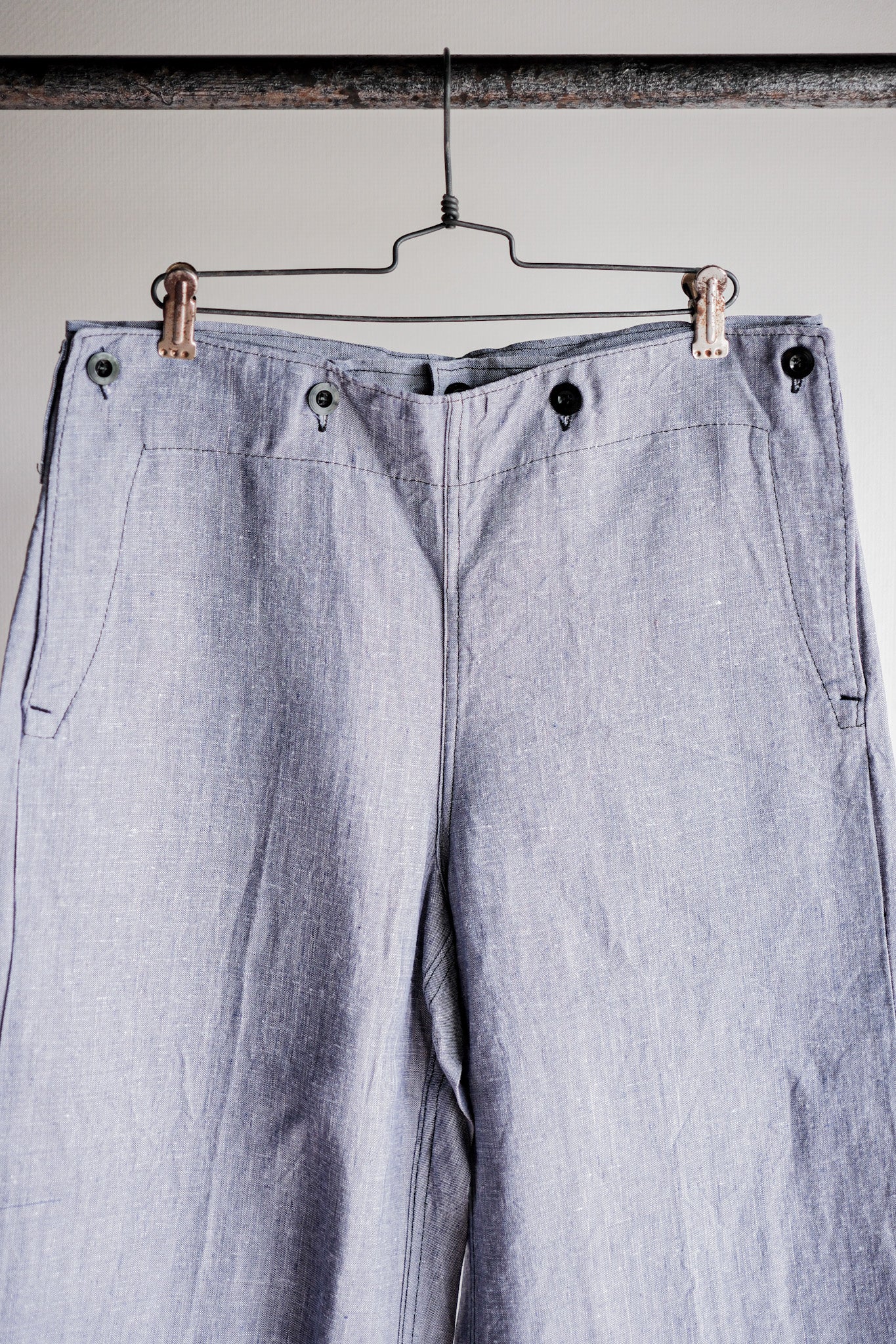 【~50's】French Navy Ramie Linen Sailor Pants Size.C-4 "Dead Stock"