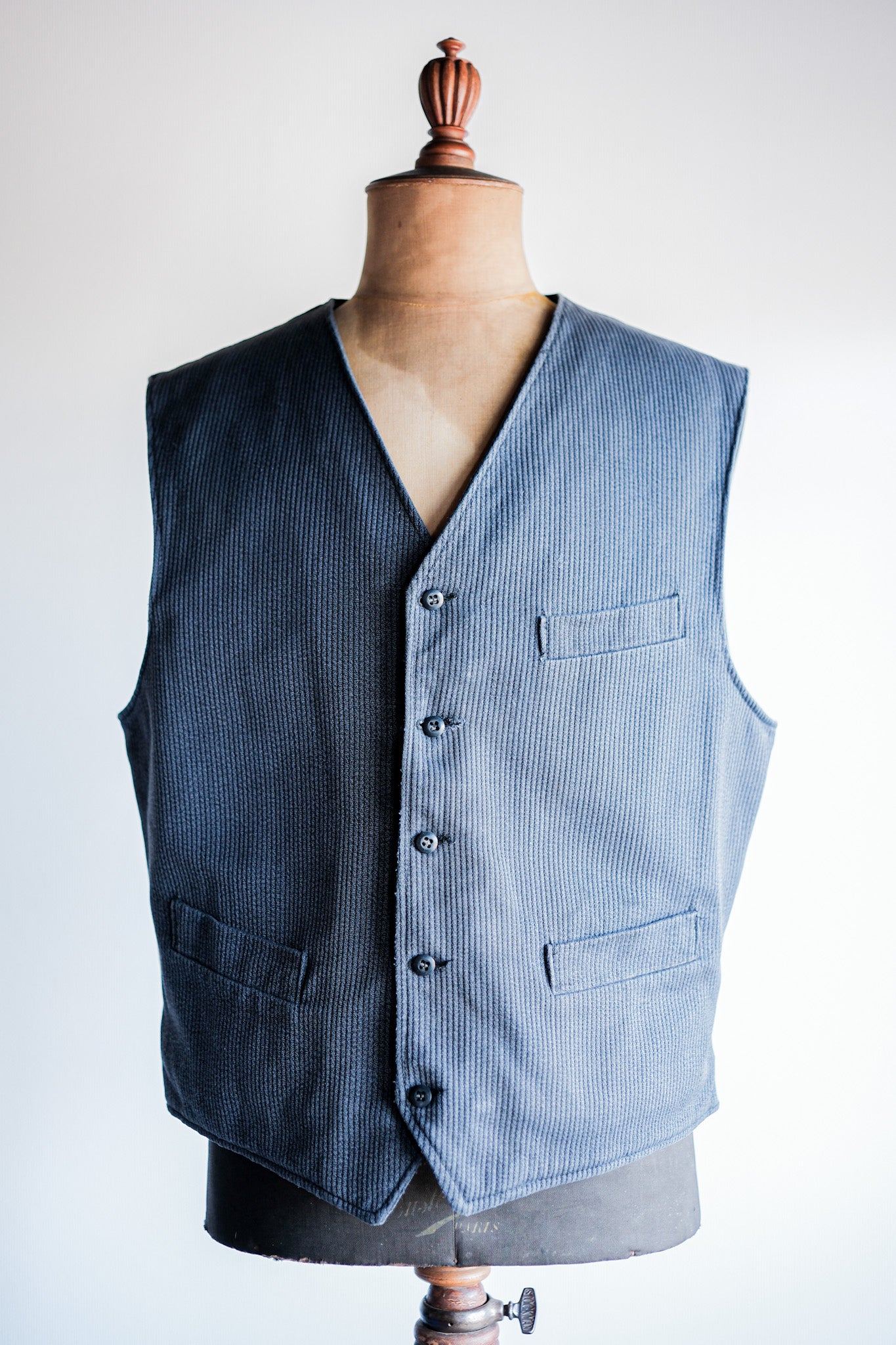 ［~60's］French Vintage Gray Cotton Pique Work Gilet