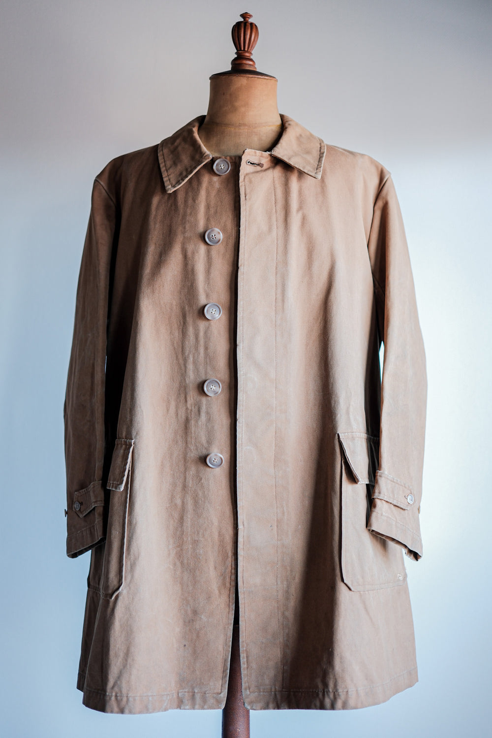 【~40's】French Vintage Cotton Linen Canvas Work Half Coat