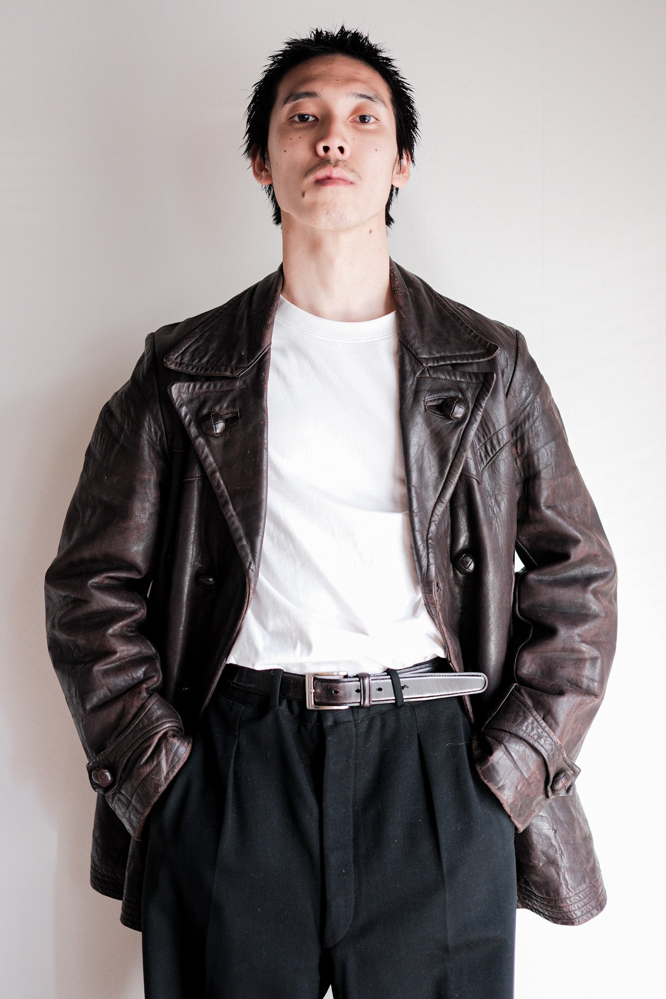［~30's］German Vintage Double Breasted Motorcycle Leather Jacket