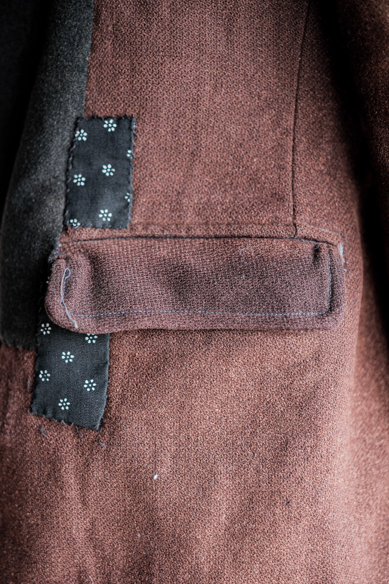 【~20's】French Vintage Brown Wool Work Jacket "Patchwork"