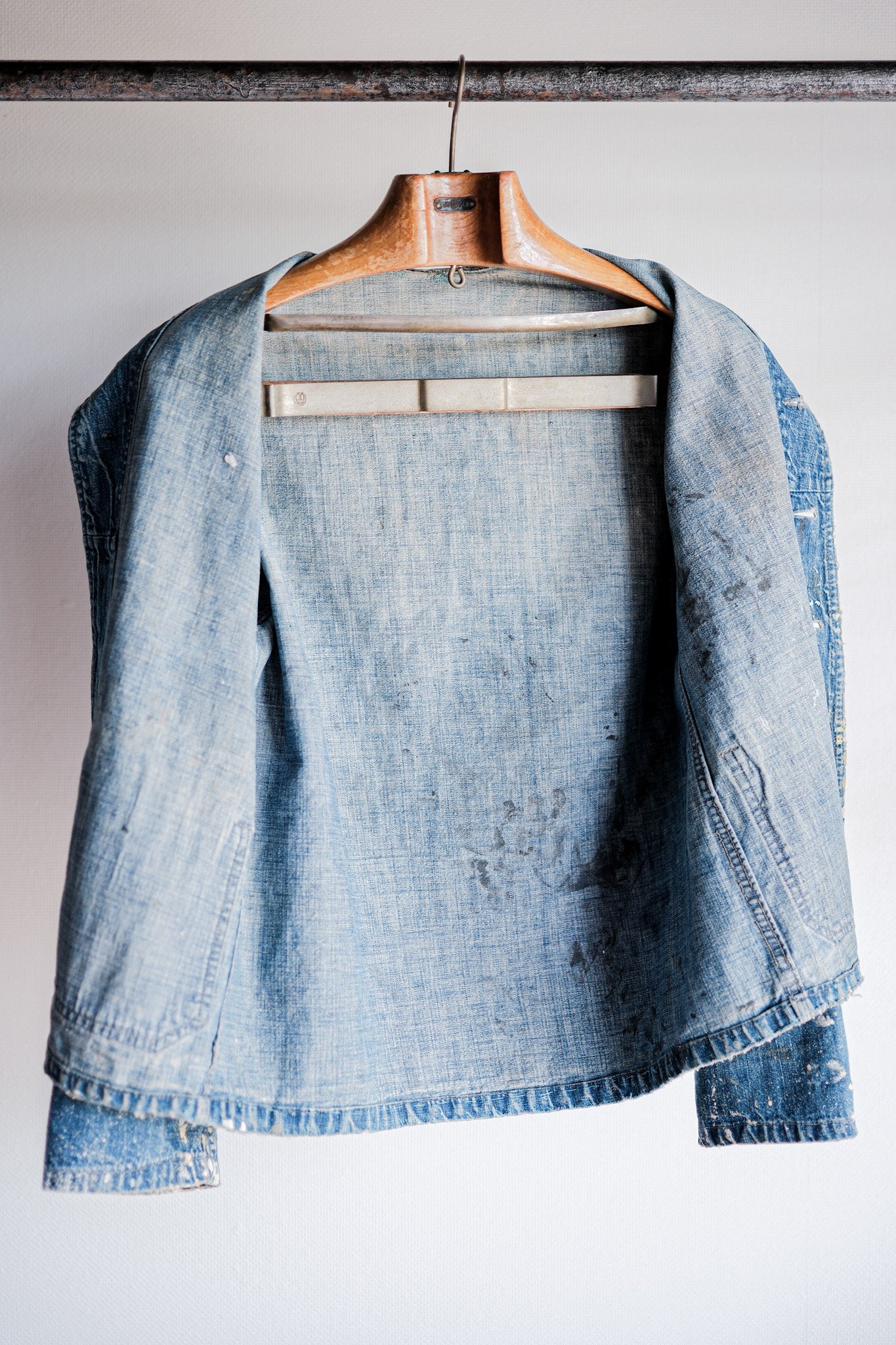 ［~40’s］U.S.NAVY Shawl Collar Denim Coverall “Crazy Paint”